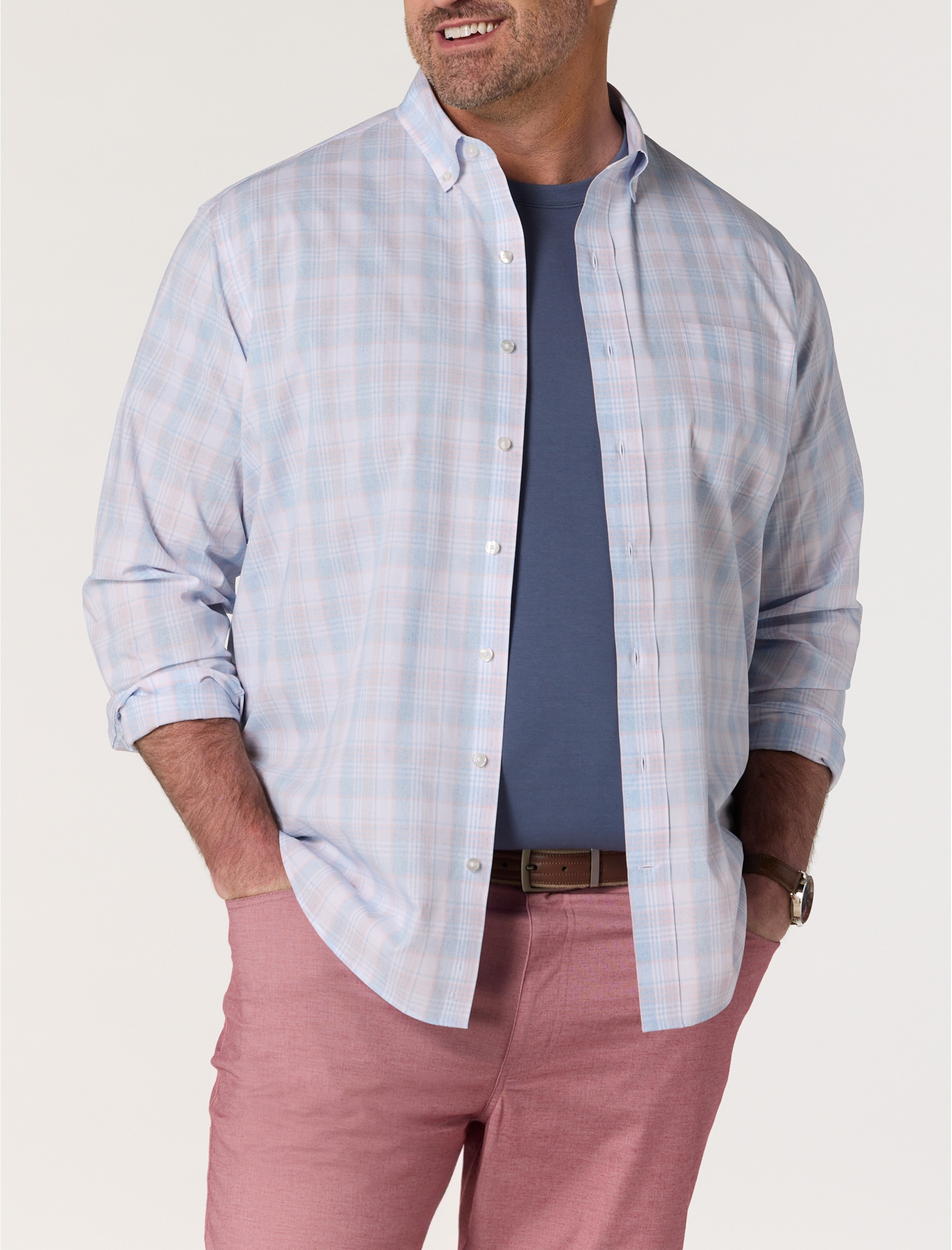 Heather Plaid Tech Sport Shirt - thumbnail 4