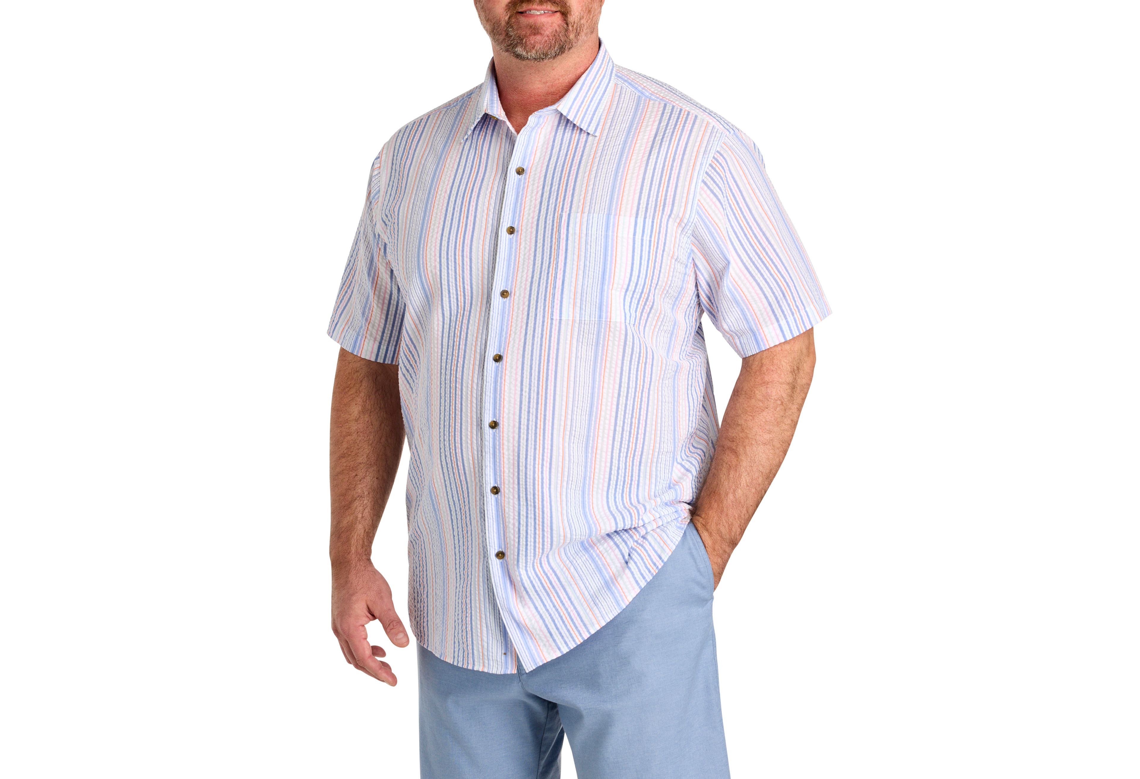 Seersucker Multi Stripe Sport Shirt