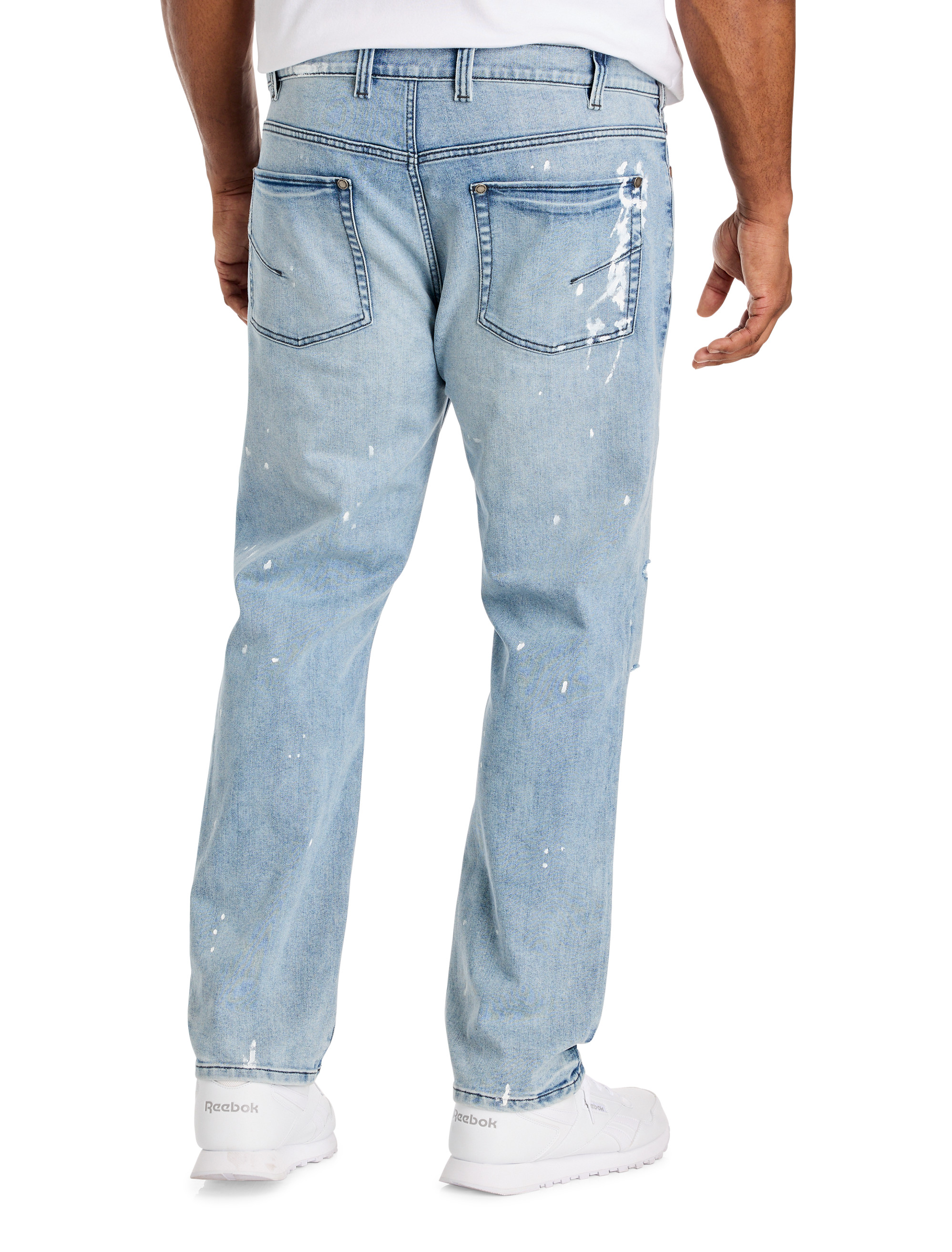 Tapered-Fit Paint Splatter Jeans