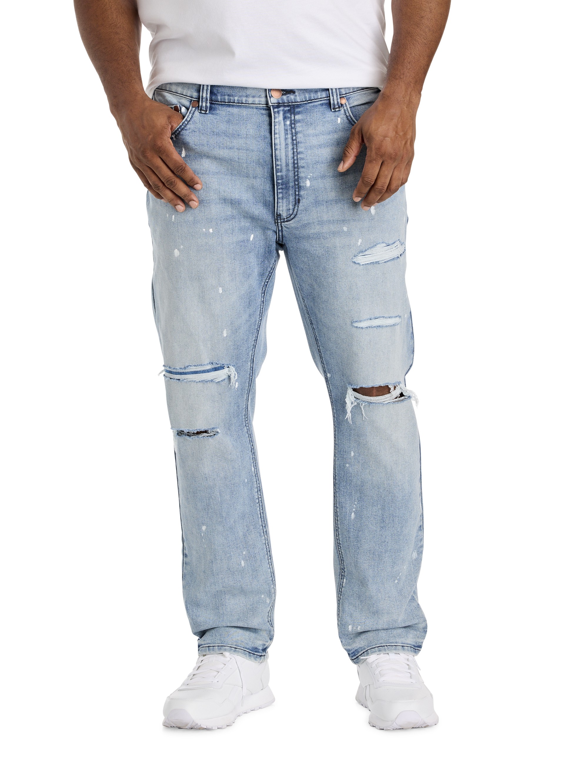 Tapered-Fit Paint Splatter Jeans