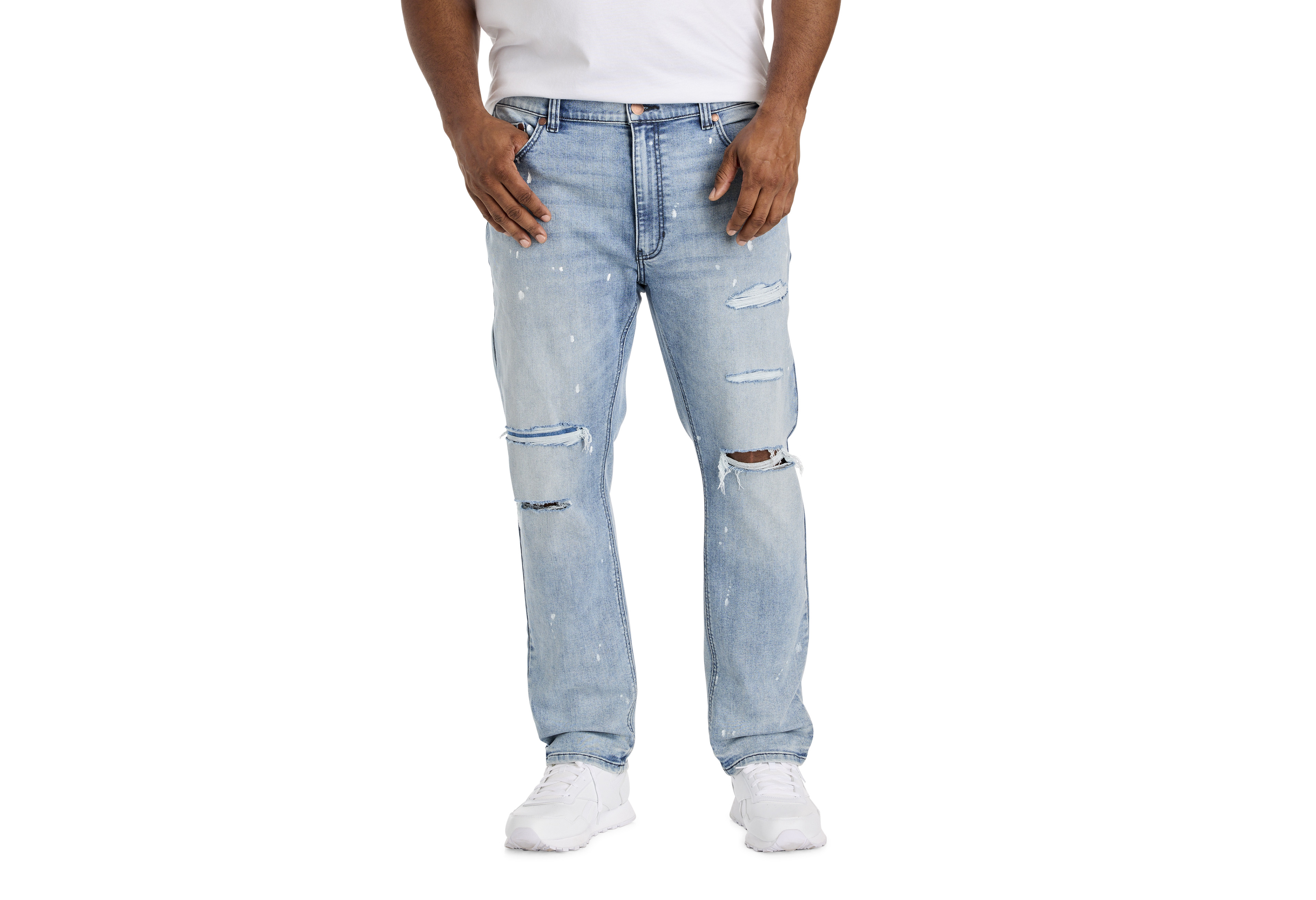 Tapered-Fit Paint Splatter Jeans