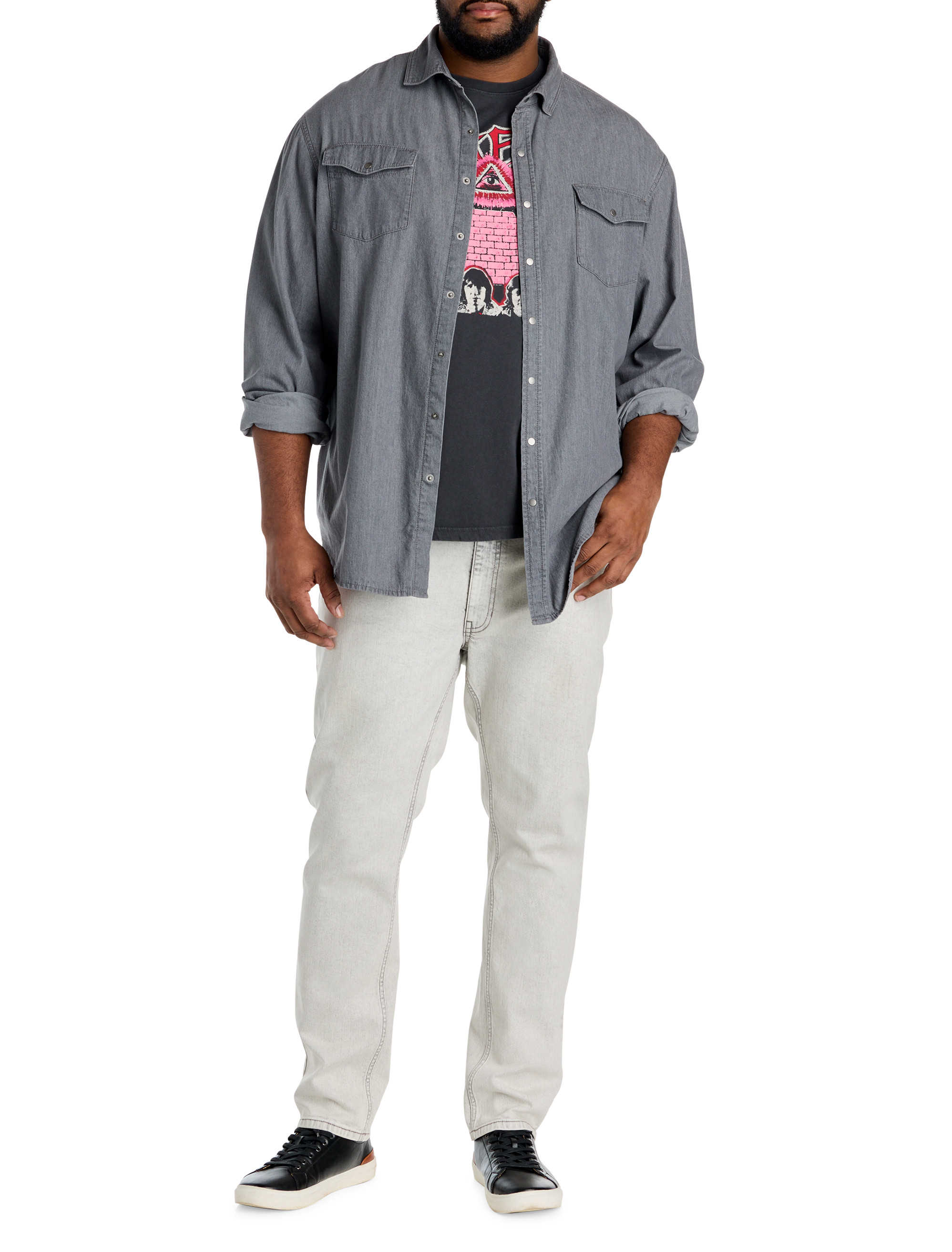 Acid Washed Tapered-Fit Jeans