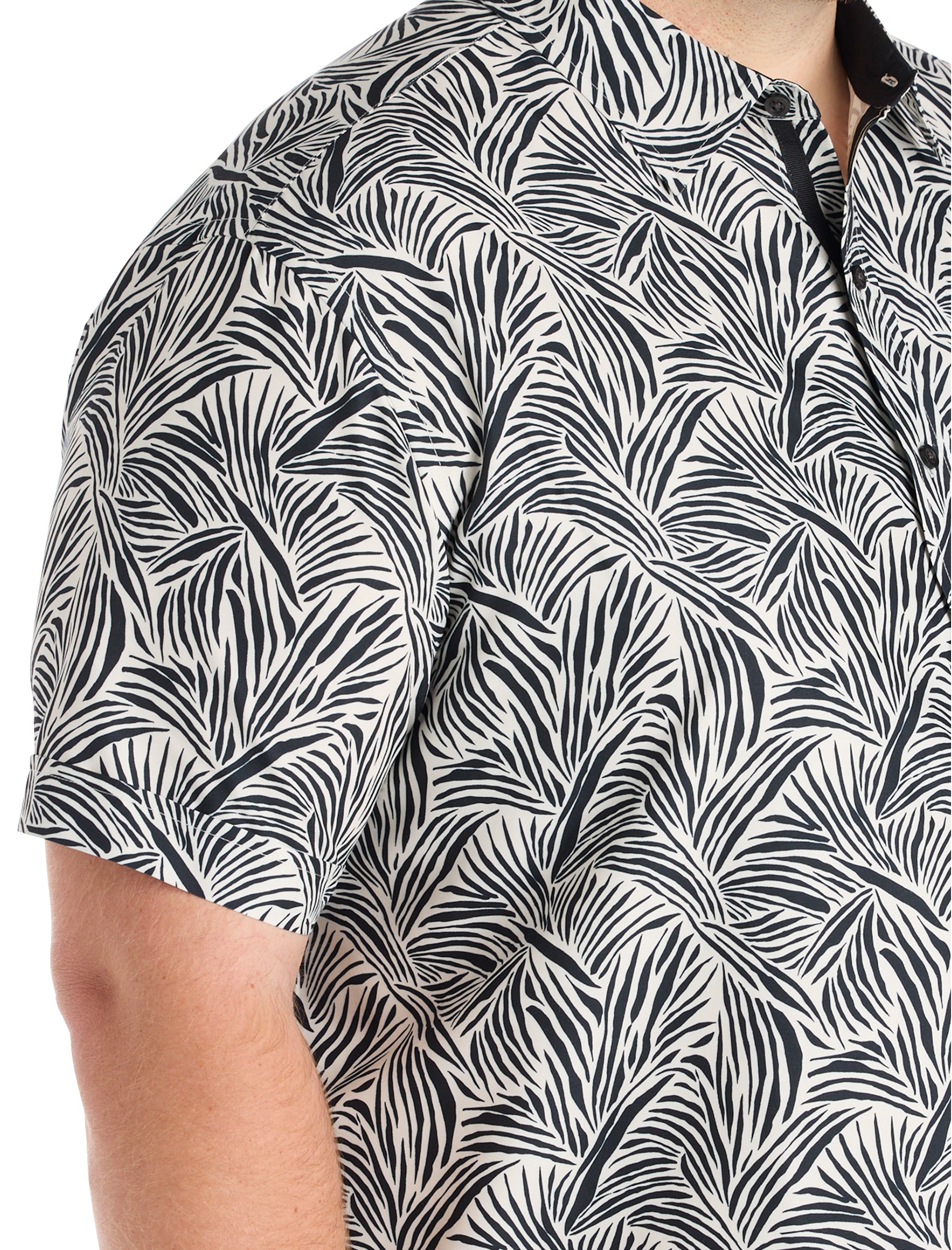 Microfiber Abstract Leaf Print Sport Shirt - thumbnail 2