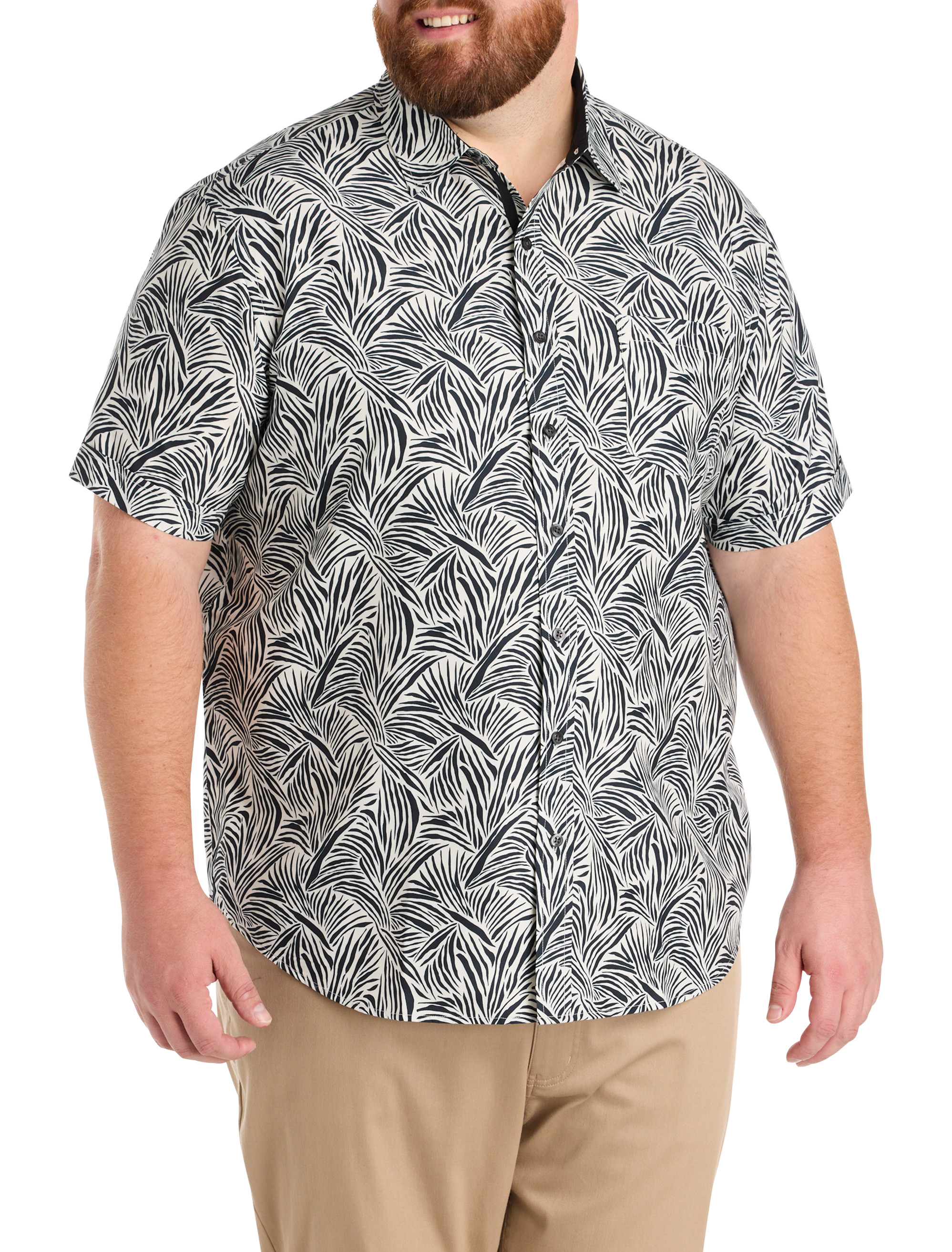 Microfiber Abstract Leaf Print Sport Shirt
