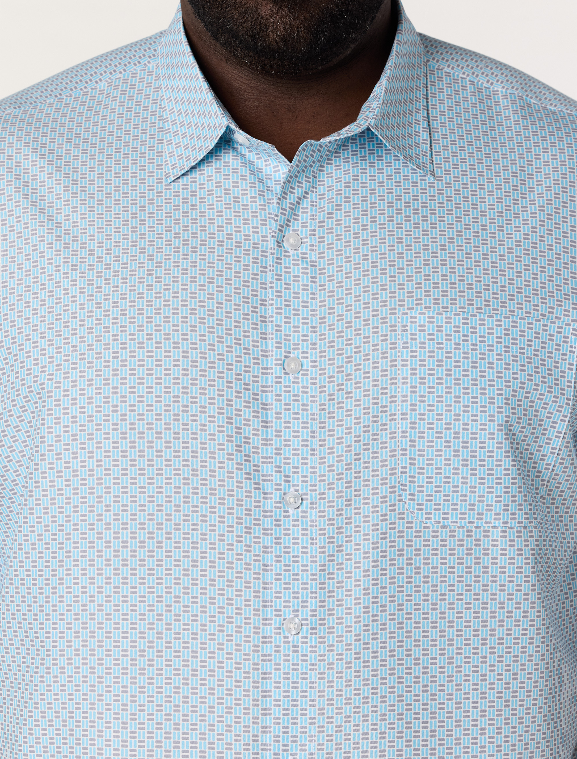 Microfiber Geometric Stripe Sport Shirt