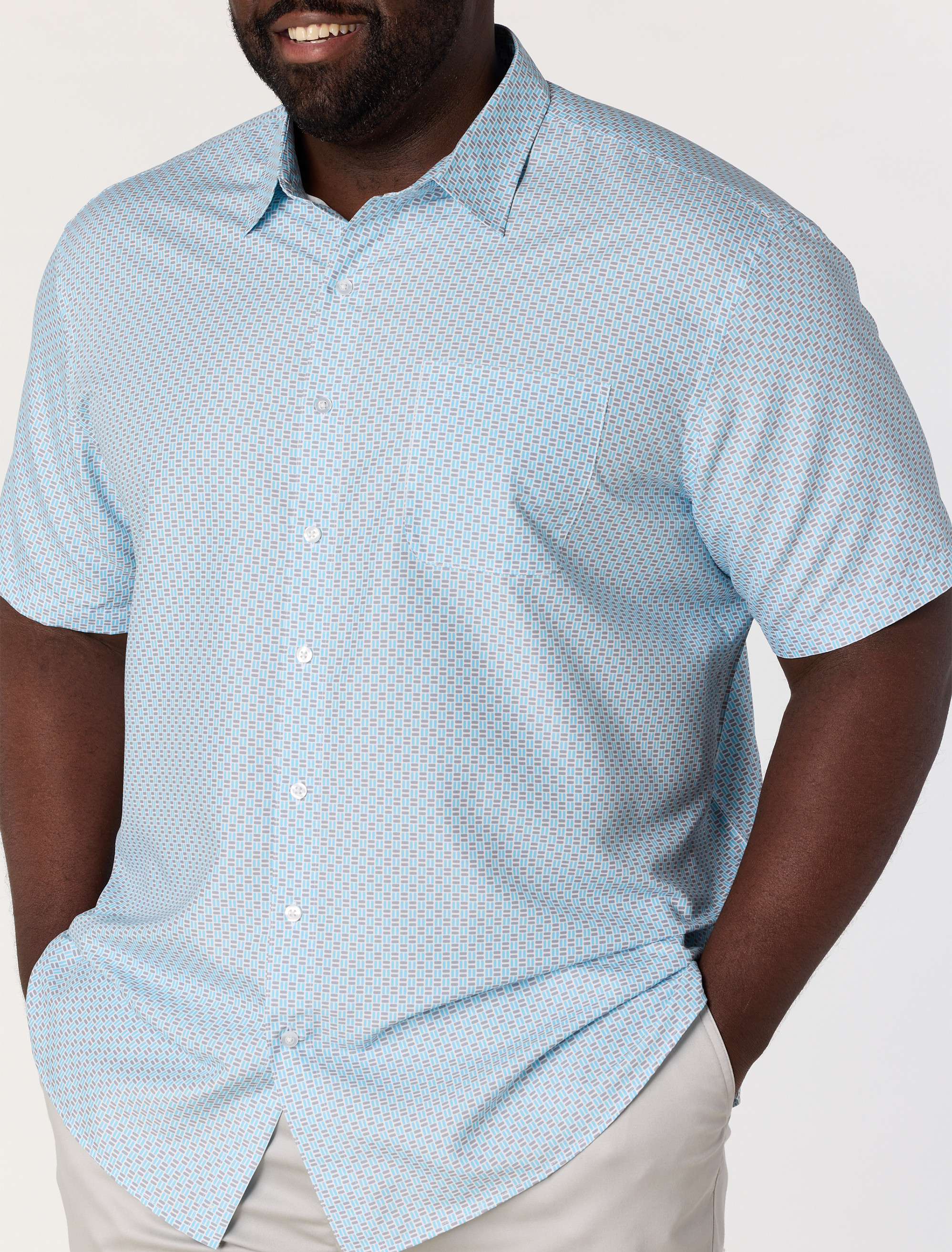 Microfiber Geometric Stripe Sport Shirt