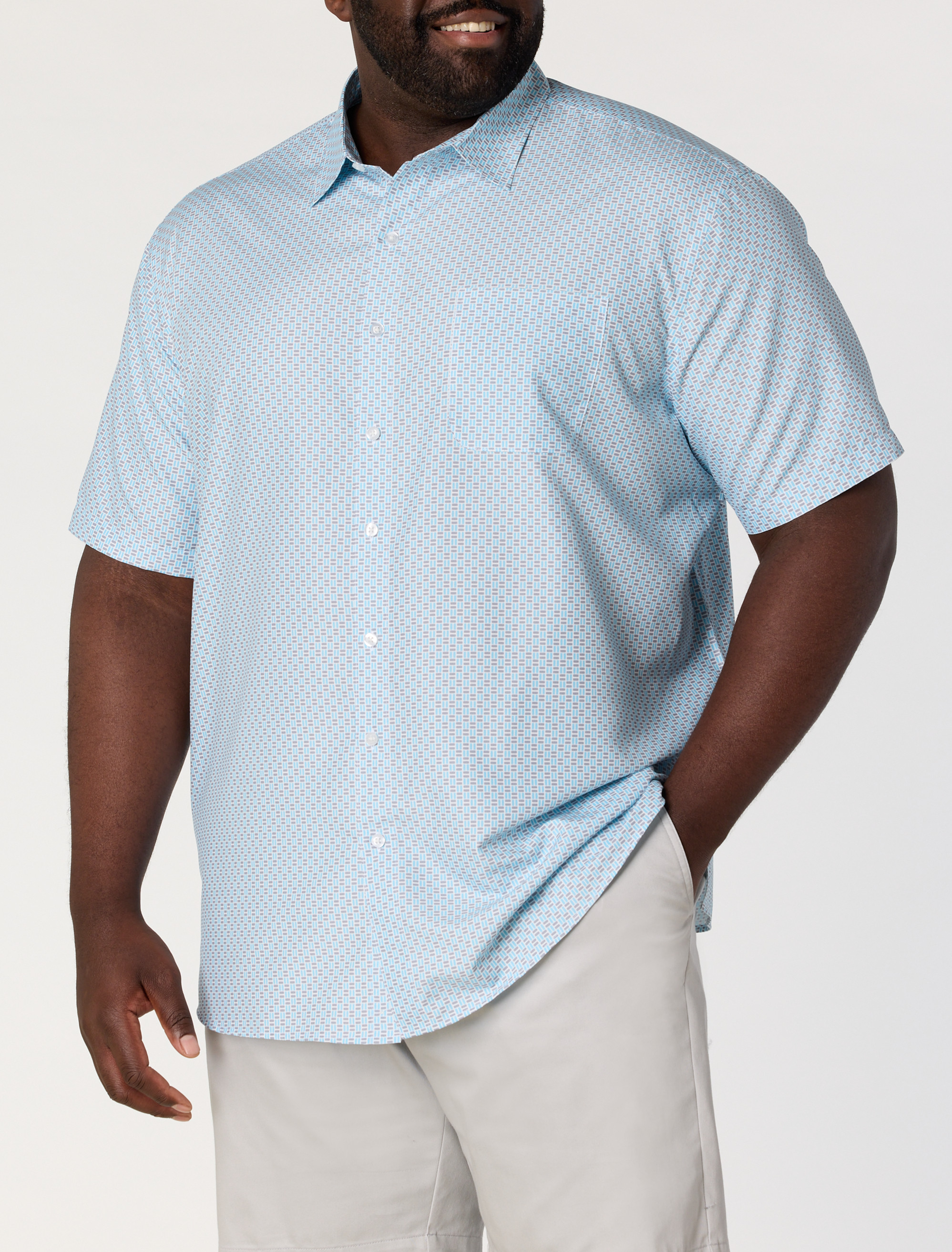Microfiber Geometric Stripe Sport Shirt