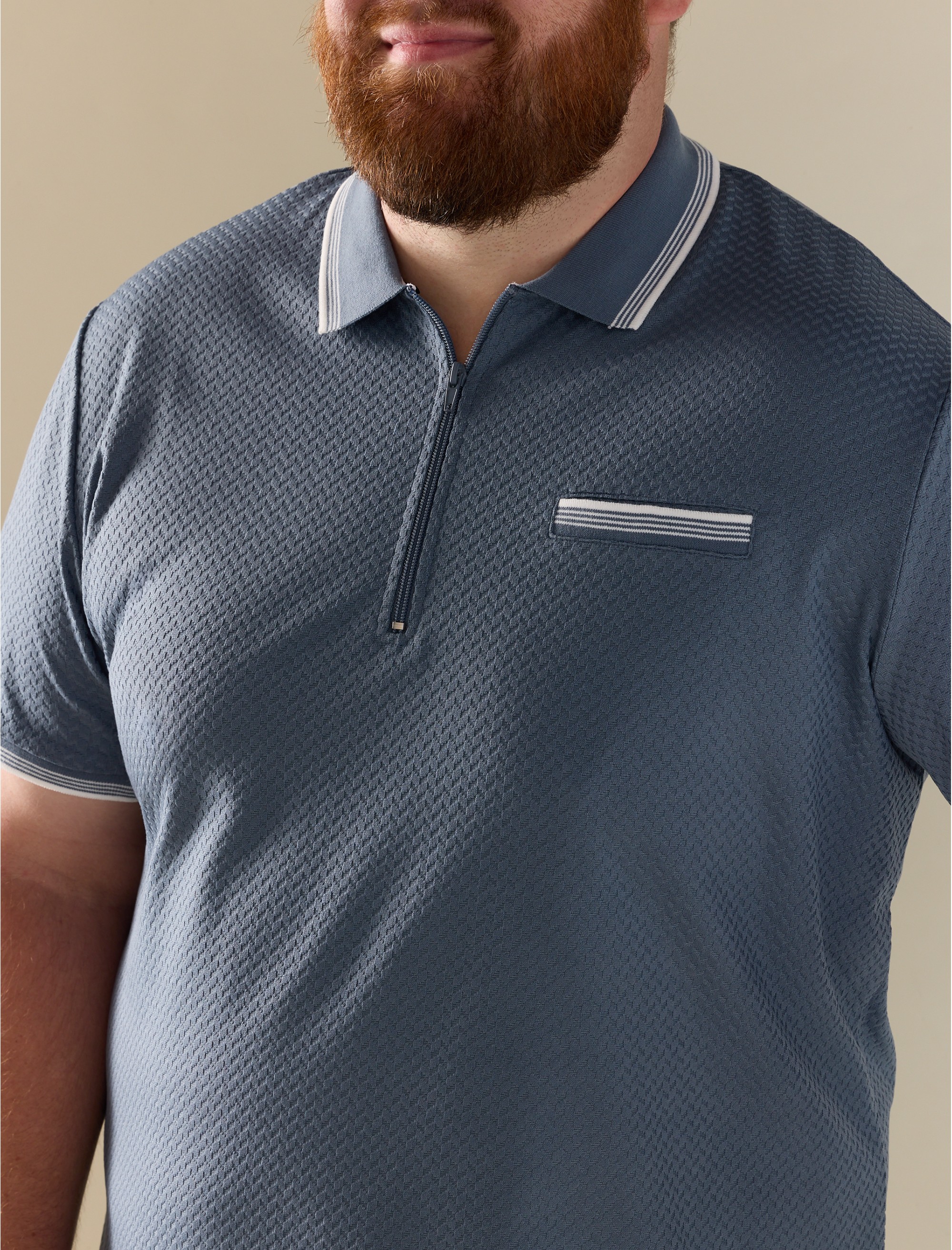 Striped Zip-Placket Polo Shirt - thumbnail 2