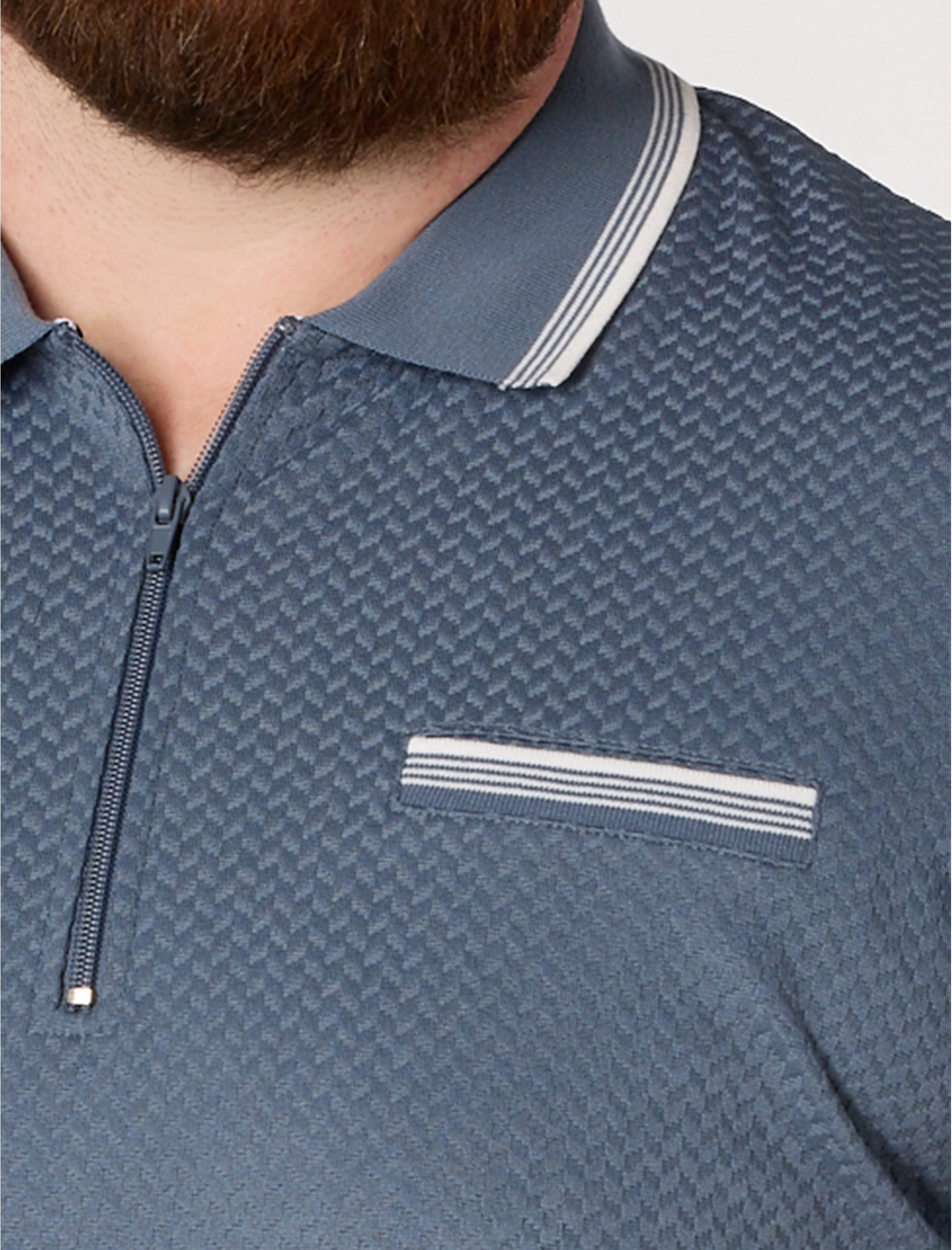 Striped Zip-Placket Polo Shirt - thumbnail 3