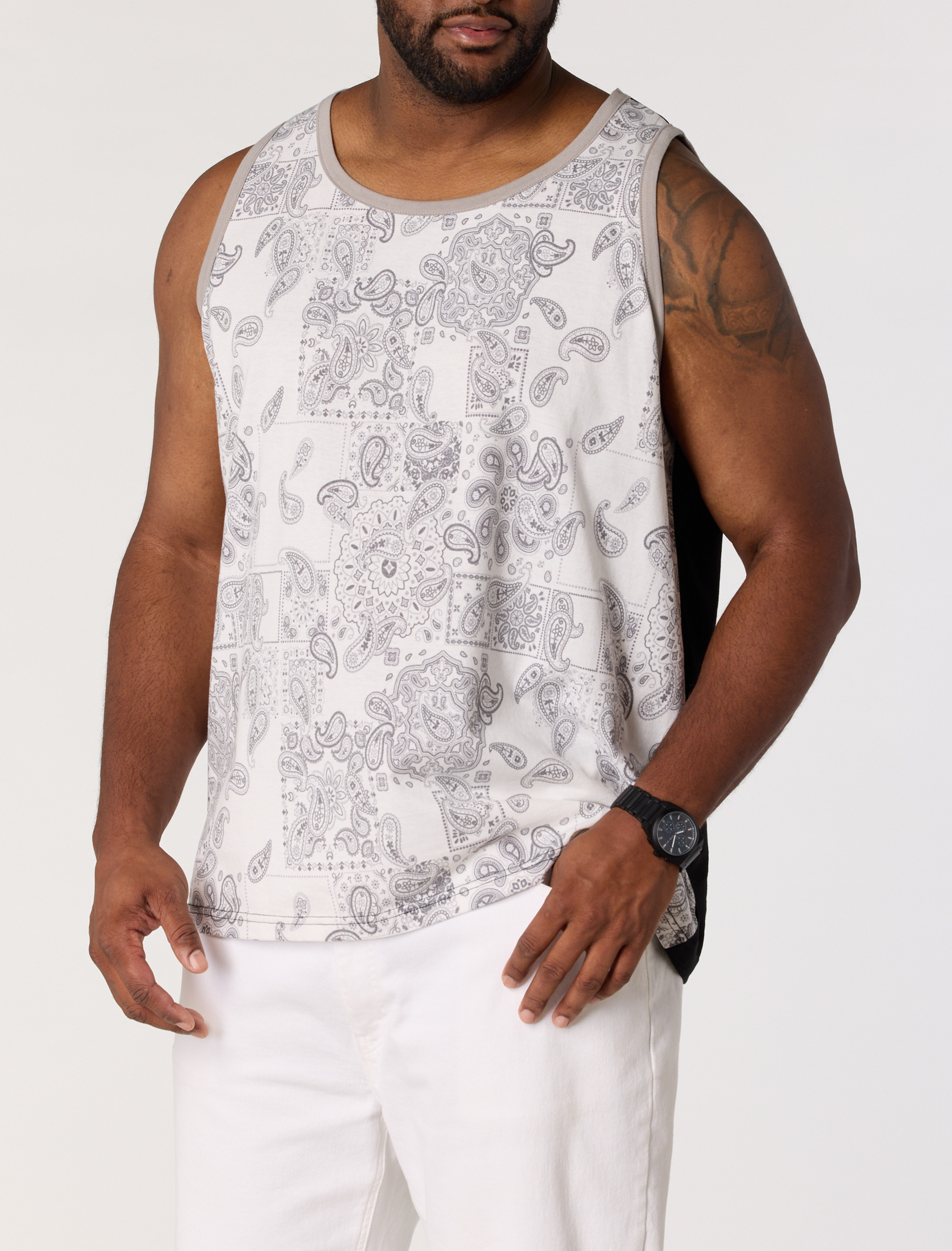 Paisley Print Sleeveless T-Shirt