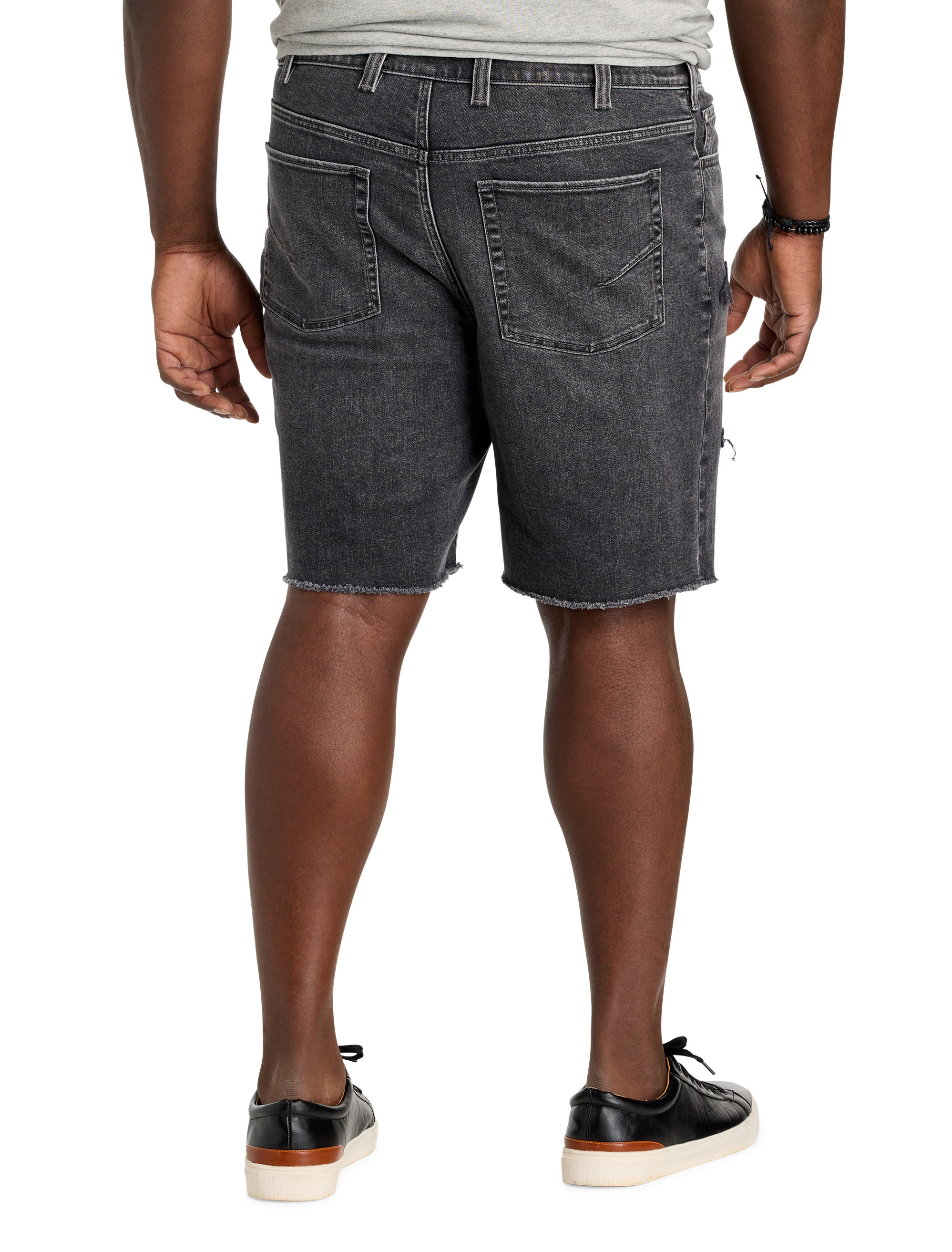 Dual Denim Athletic-Fit Rip And Repair Shorts
