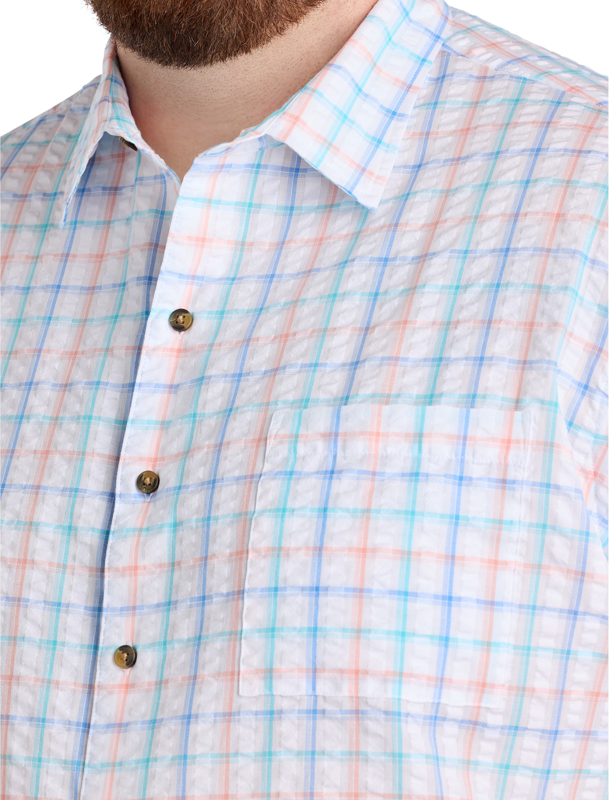 Medium Plaid Seersucker Sport Shirt - thumbnail 2