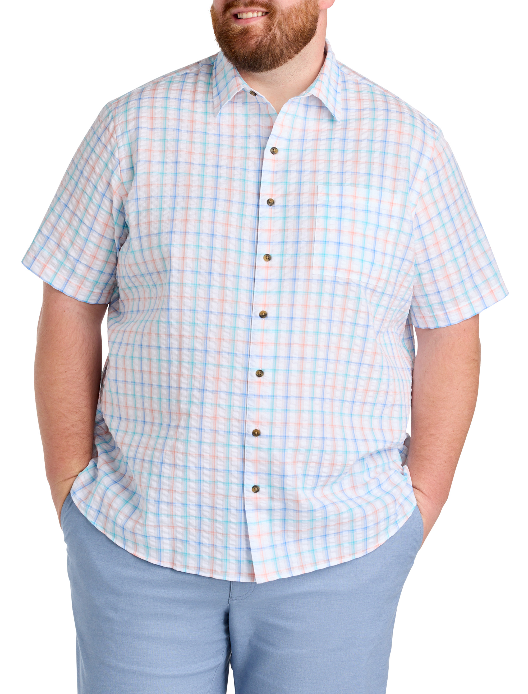 Medium Plaid Seersucker Sport Shirt