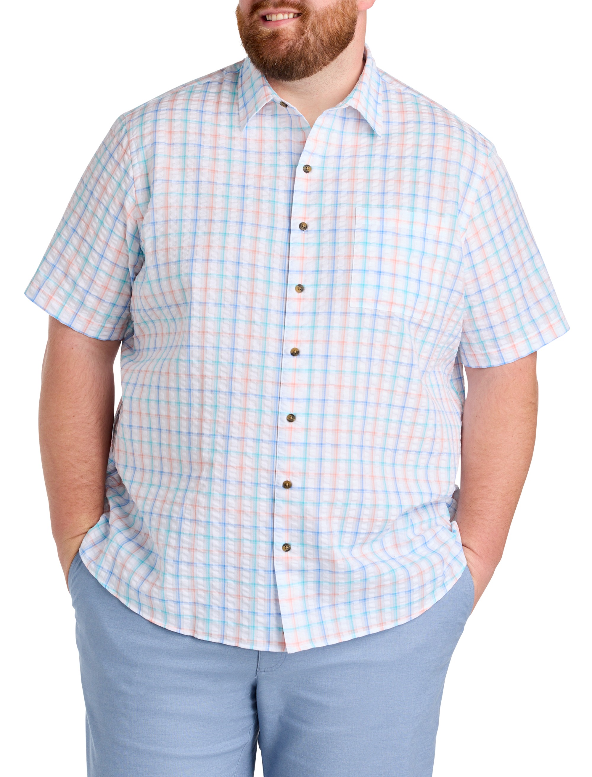 Medium Plaid Seersucker Sport Shirt