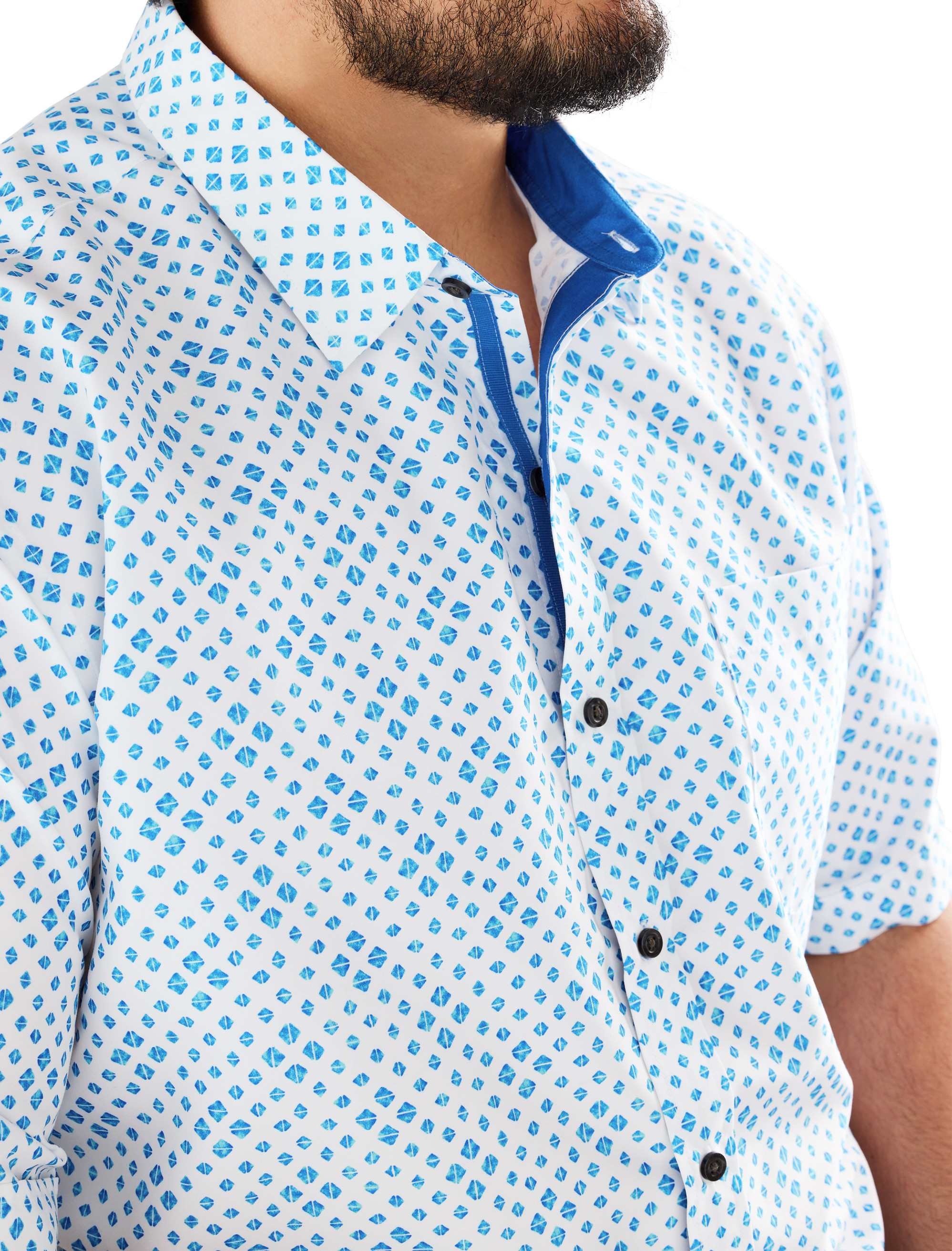 Geometric Print Microfiber Sport Shirt