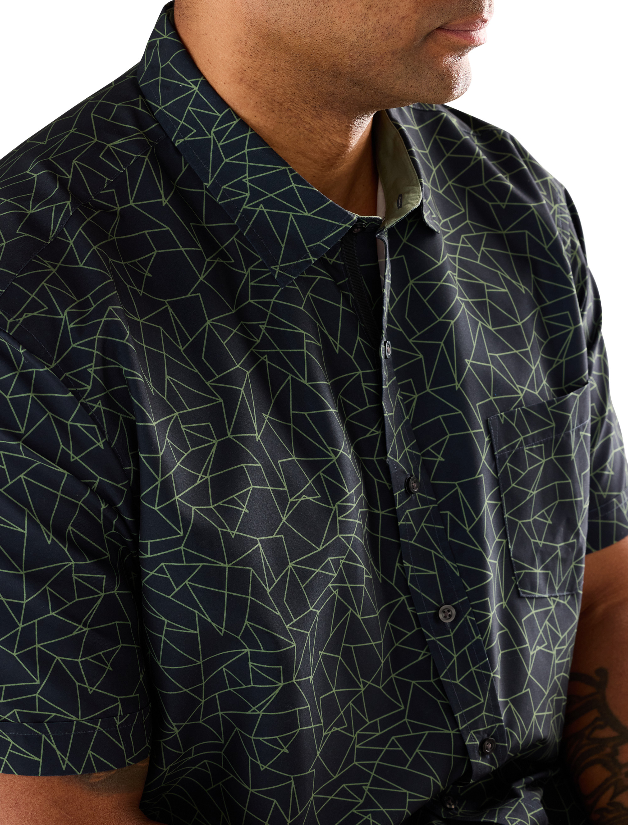 Microfiber Abstract Lines Sport Shirt