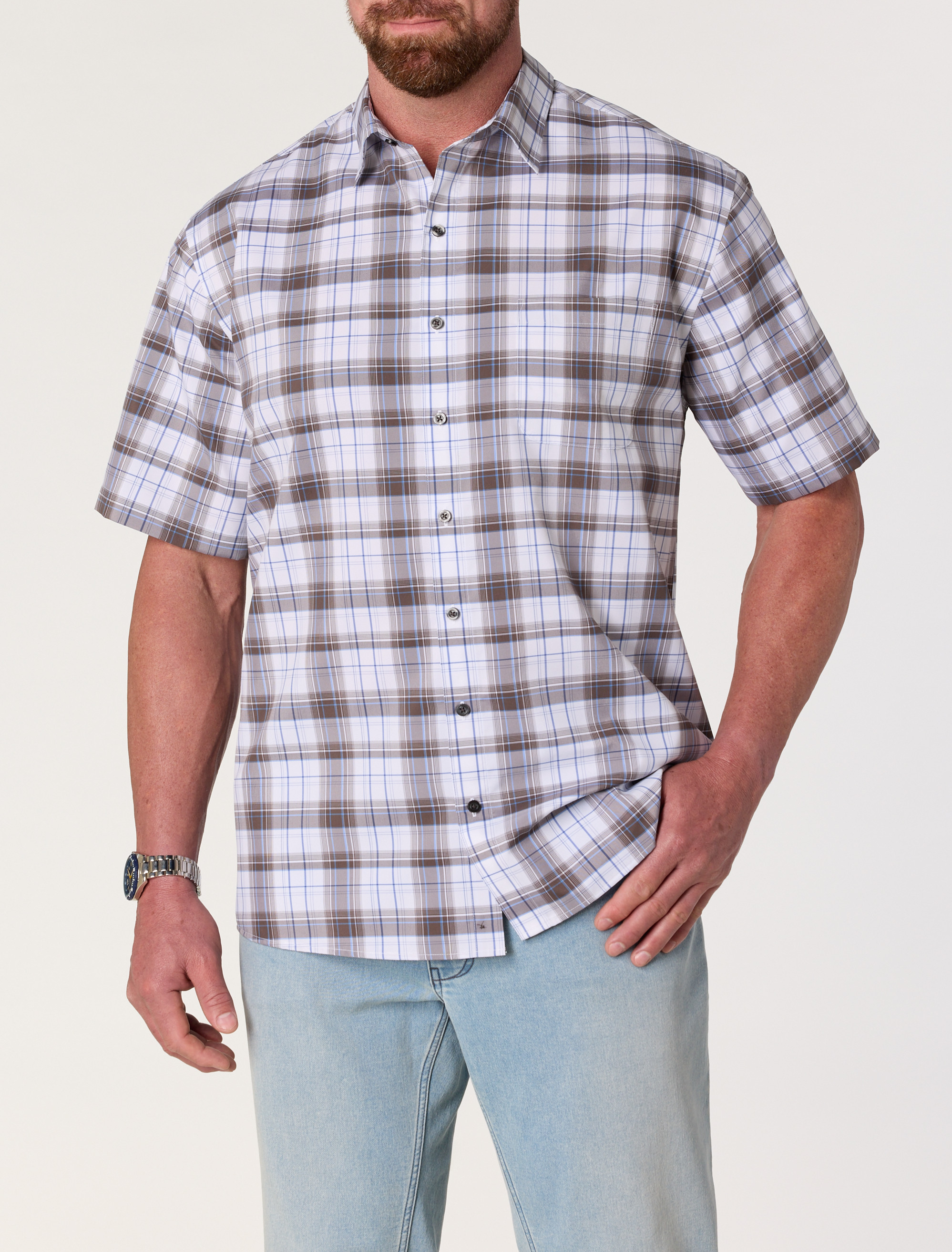 Multi Plaid Microfiber Sport Shirt