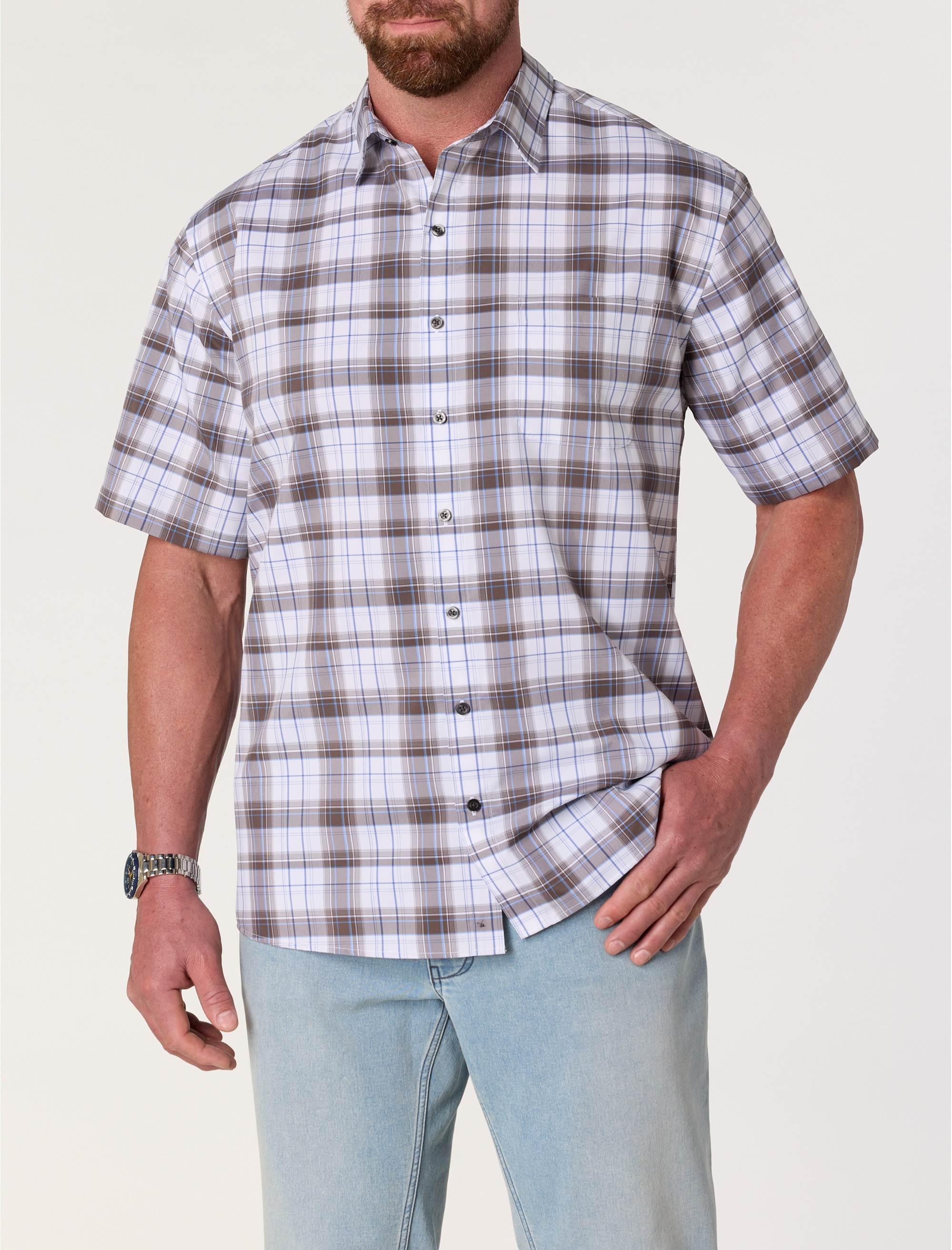 Multi Plaid Microfiber Sport Shirt - thumbnail 3
