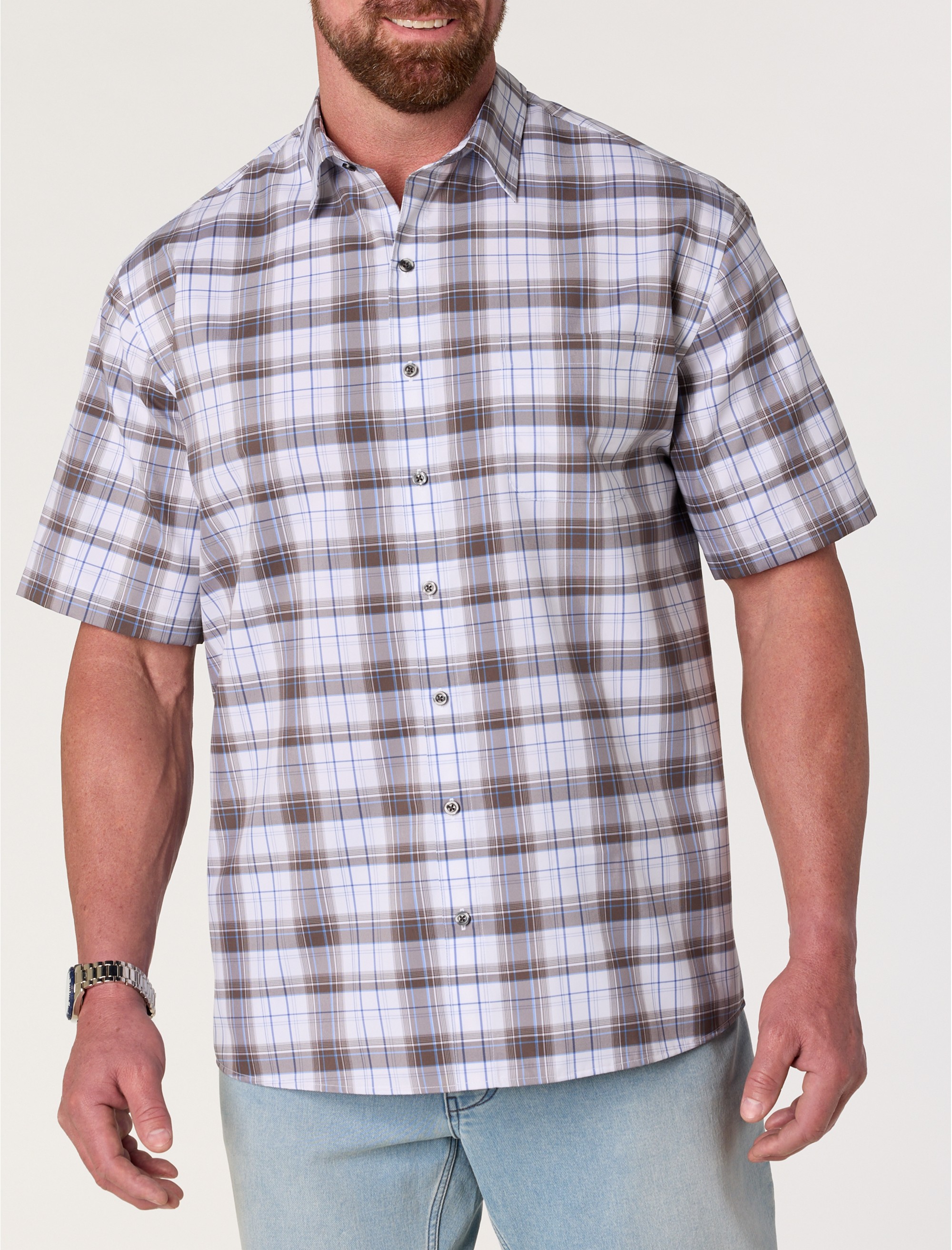 Multi Plaid Microfiber Sport Shirt