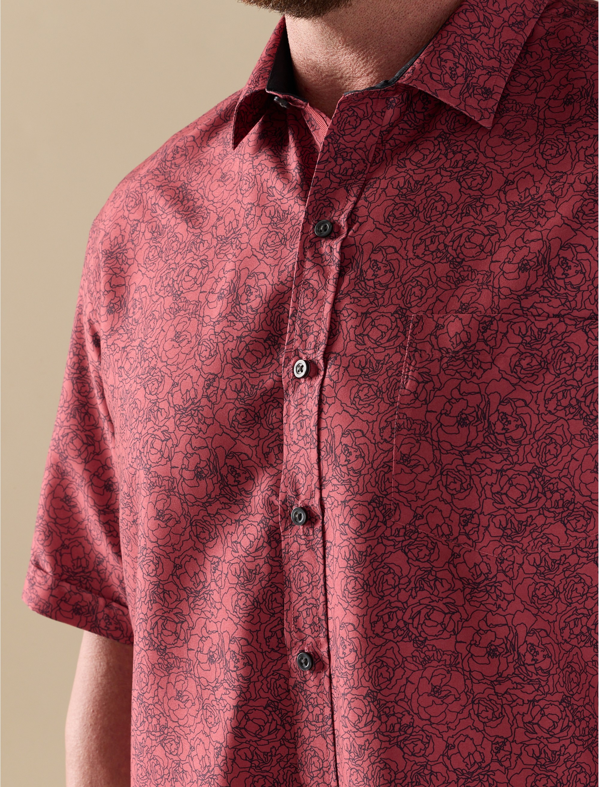 Microfiber Abstract Floral Sport Shirt - thumbnail 2