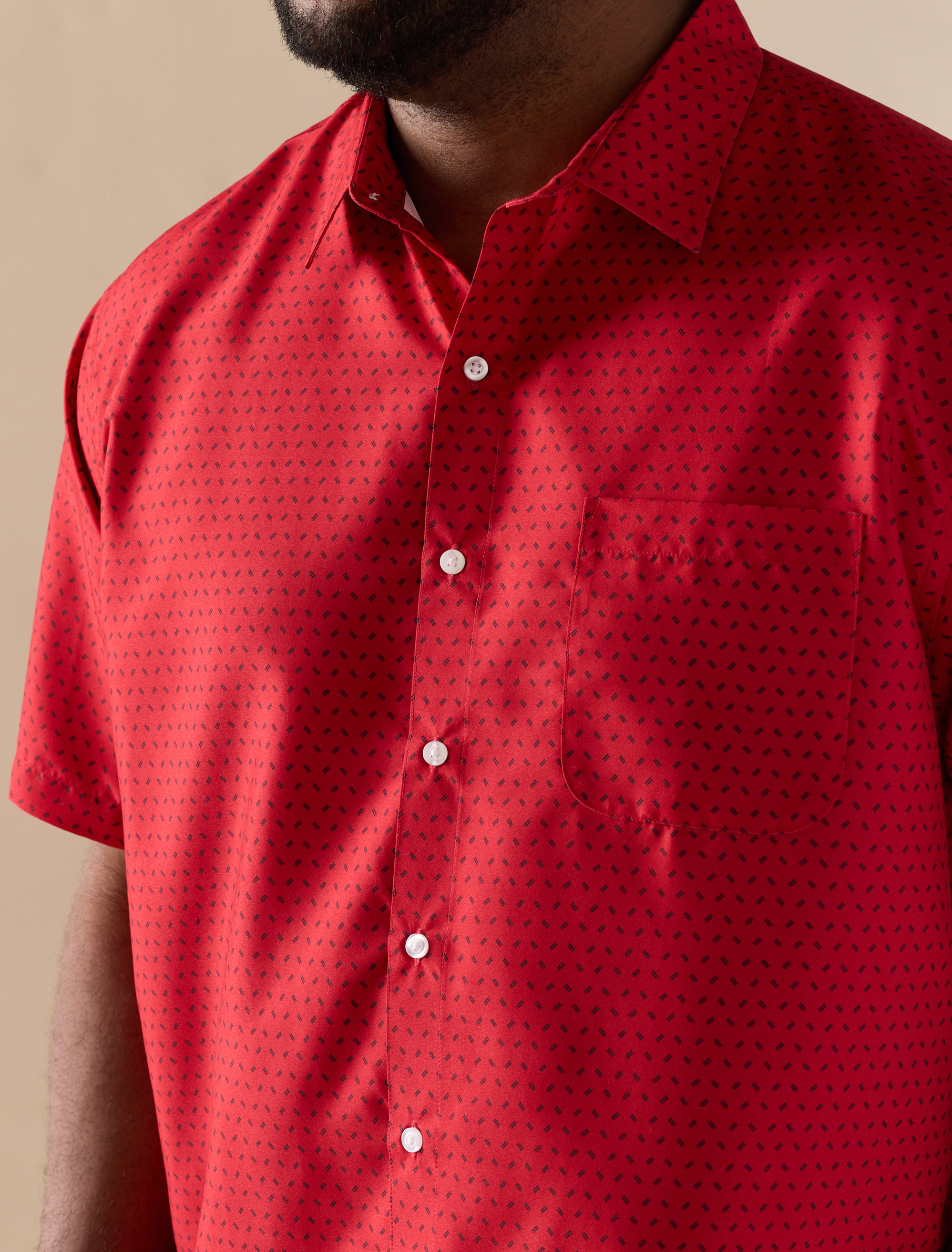 Geometric Print Microfiber Sport Shirt