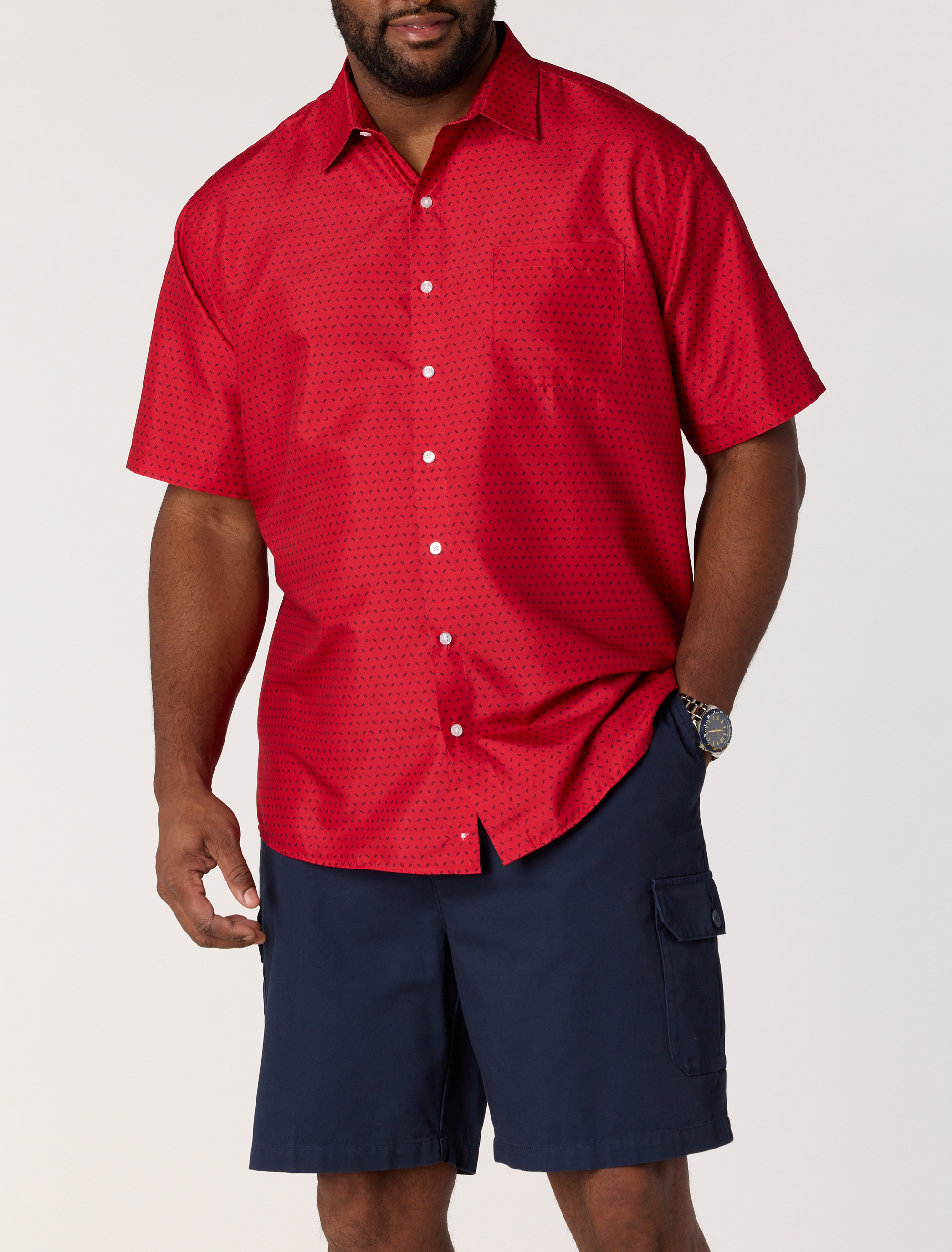 Geometric Print Microfiber Sport Shirt
