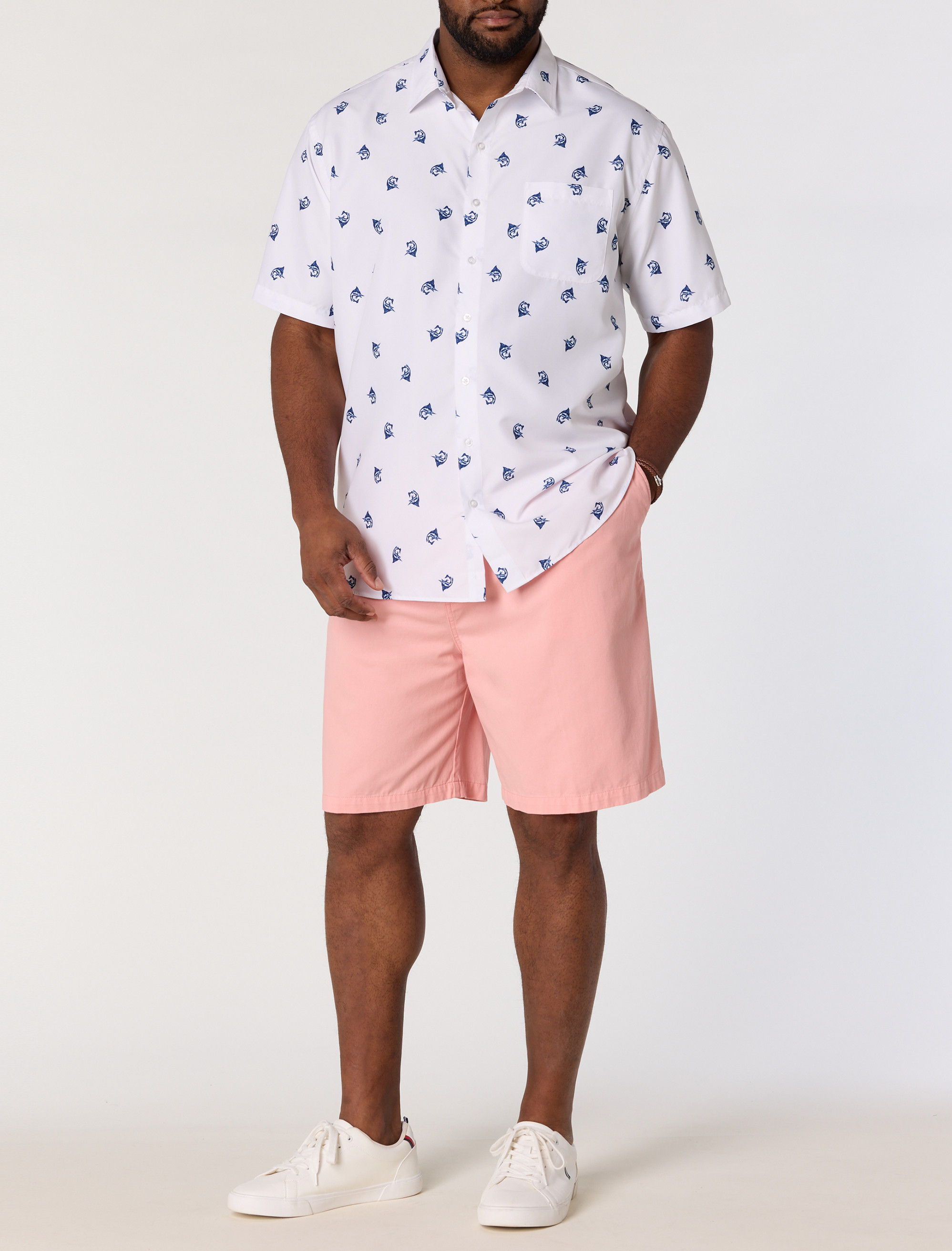 Marlin Print Microfiber Sport Shirt