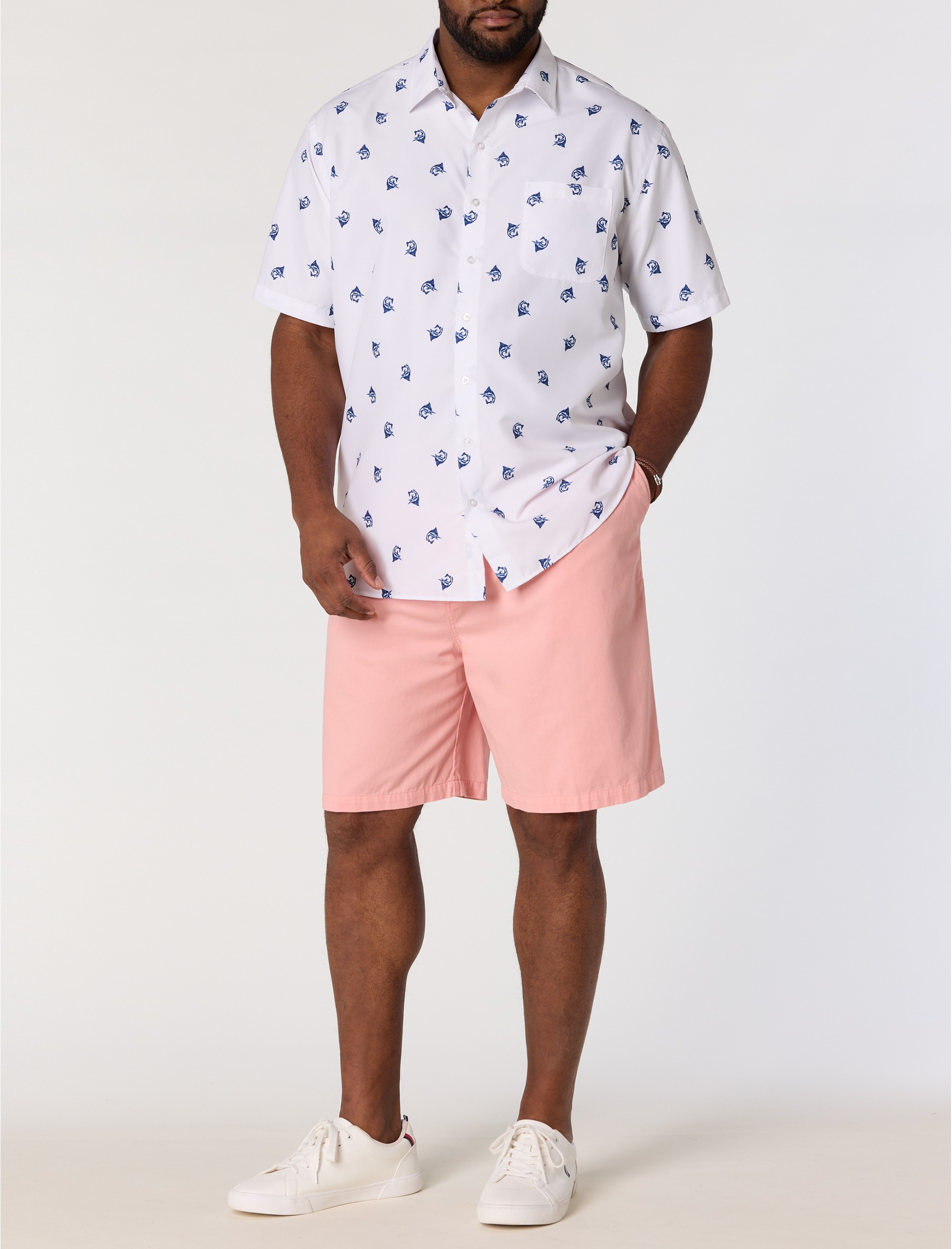 Marlin Print Microfiber Sport Shirt - thumbnail 2