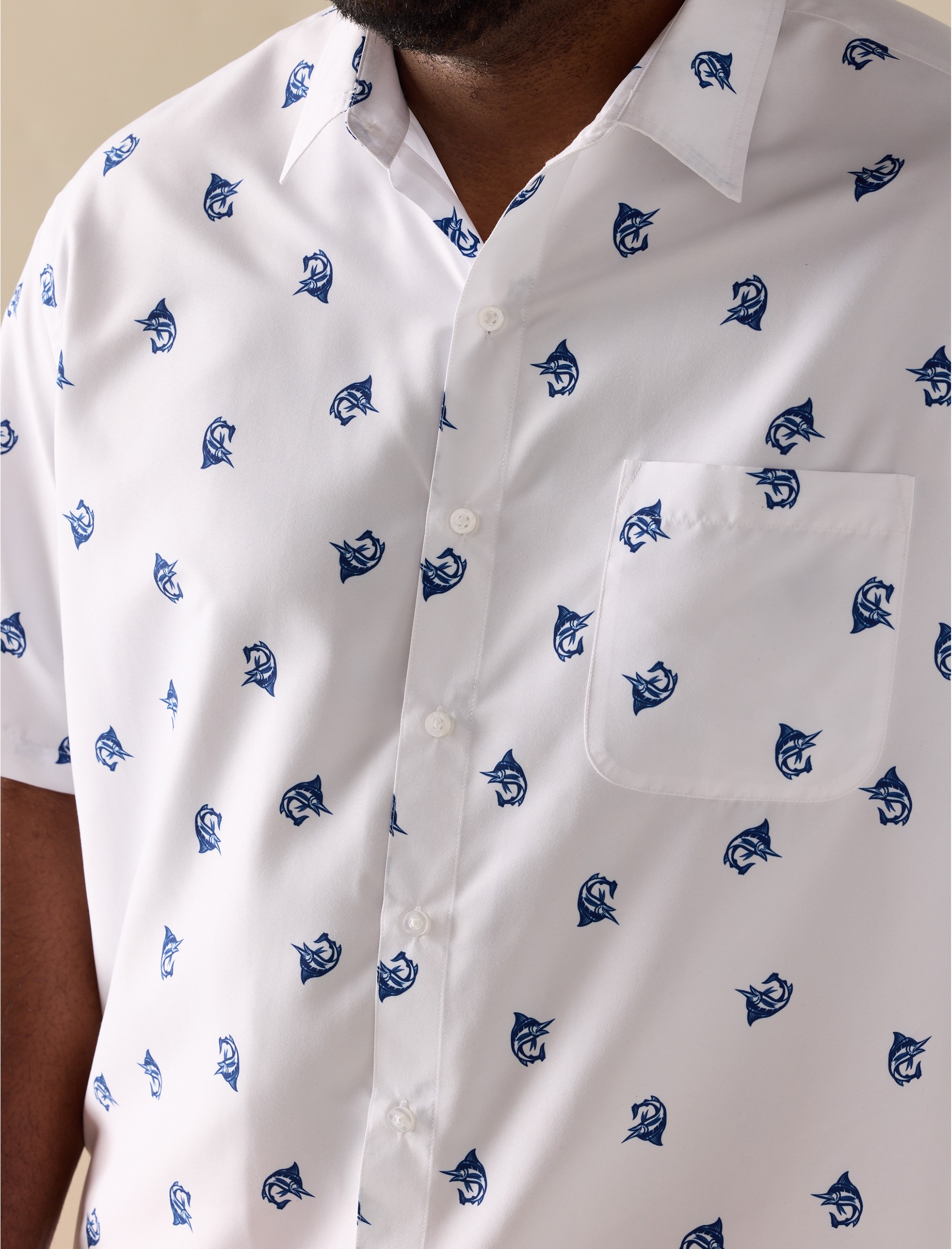 Marlin Print Microfiber Sport Shirt - thumbnail 3