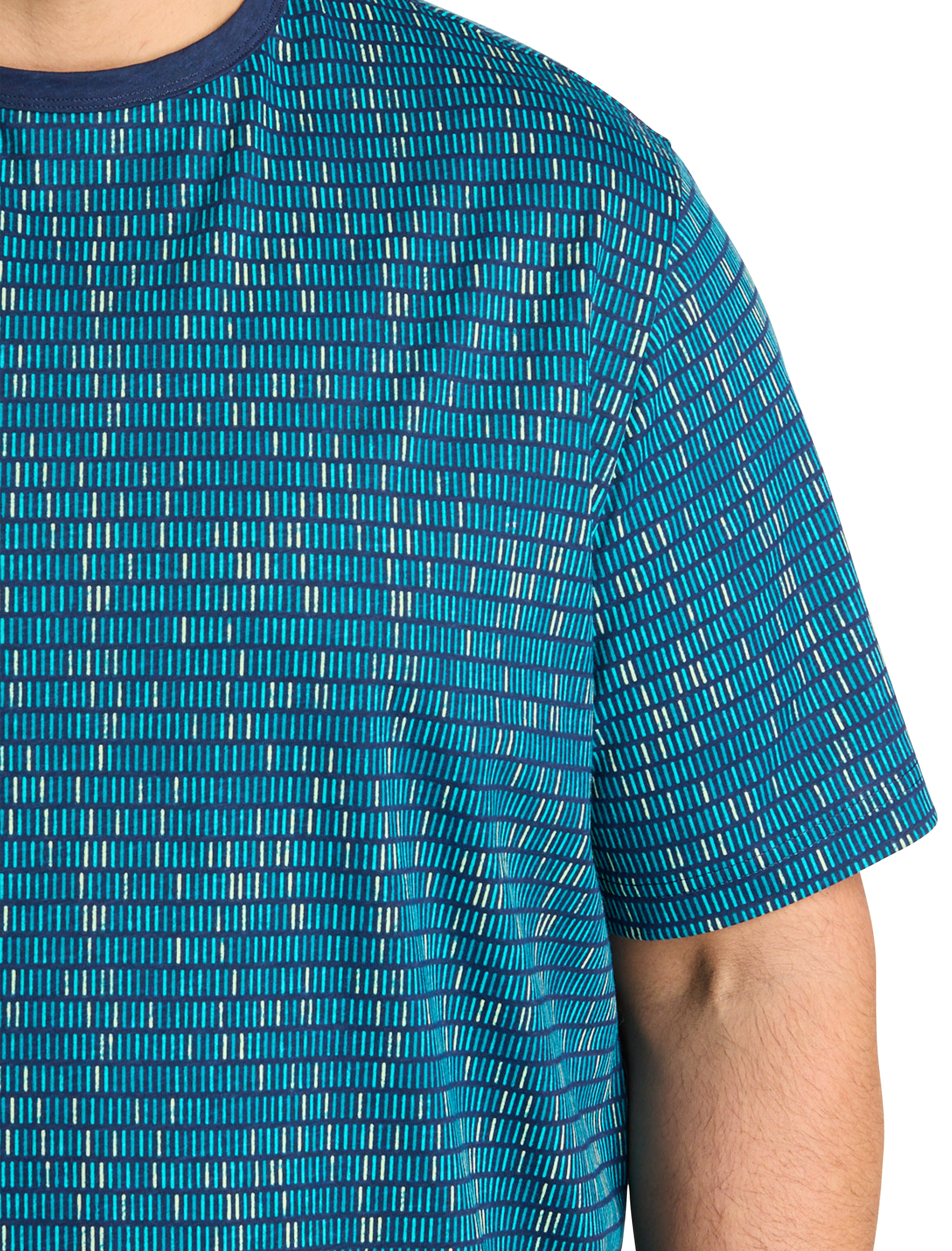 Moisture-Wicking Mosaic Striped T-Shirt