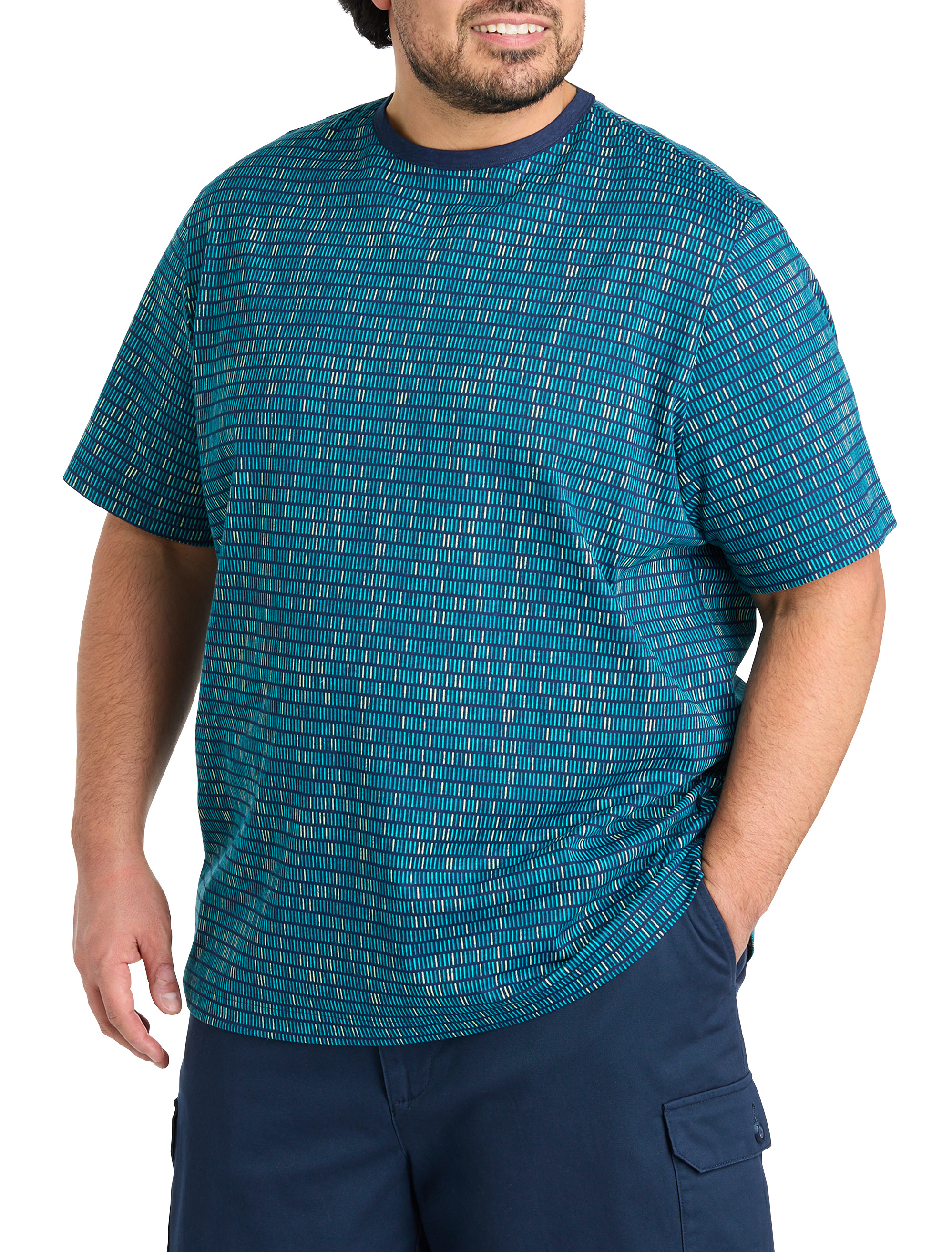 Moisture-Wicking Mosaic Striped T-Shirt