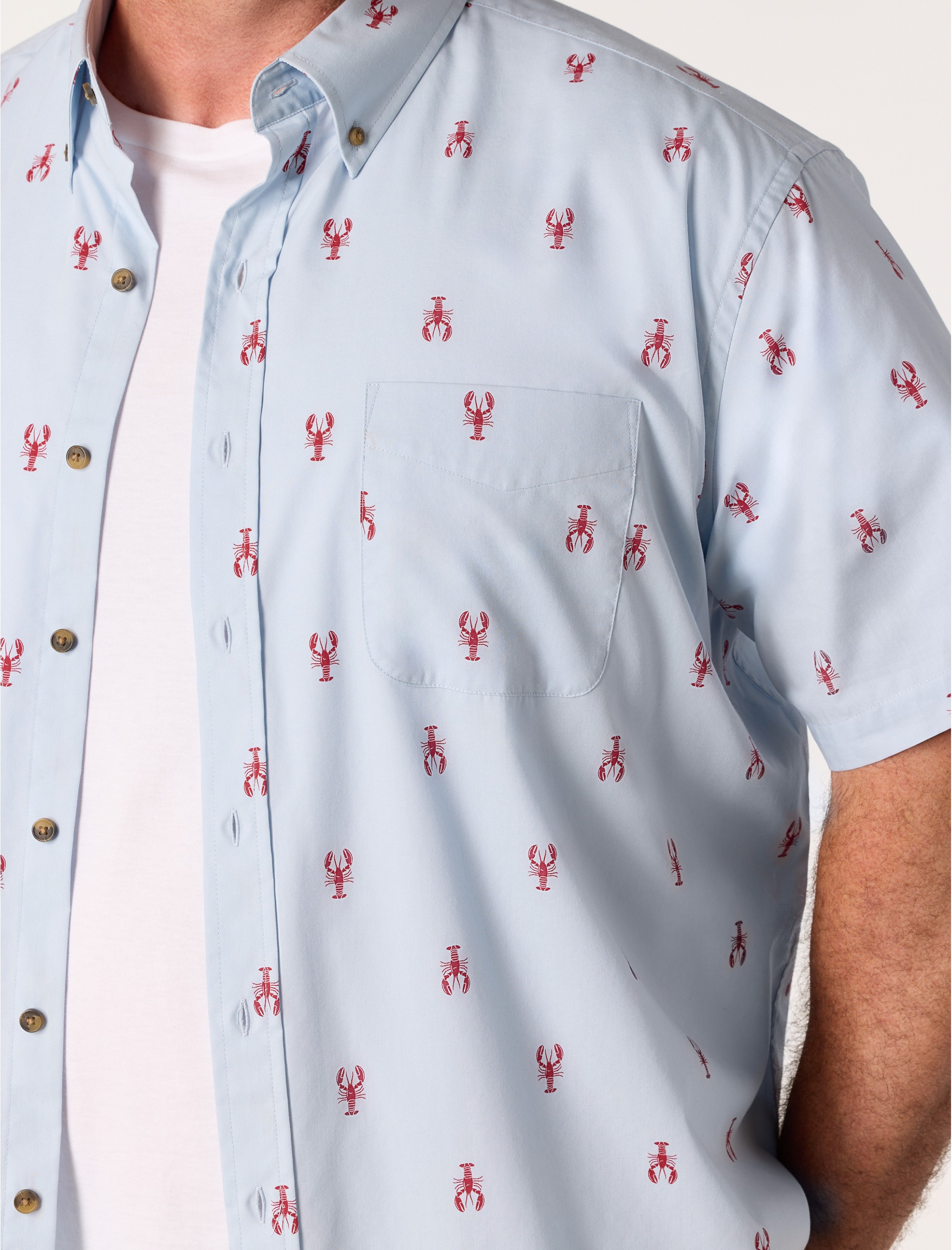 Easy-Care Lobster Print Sport Shirt - thumbnail 2