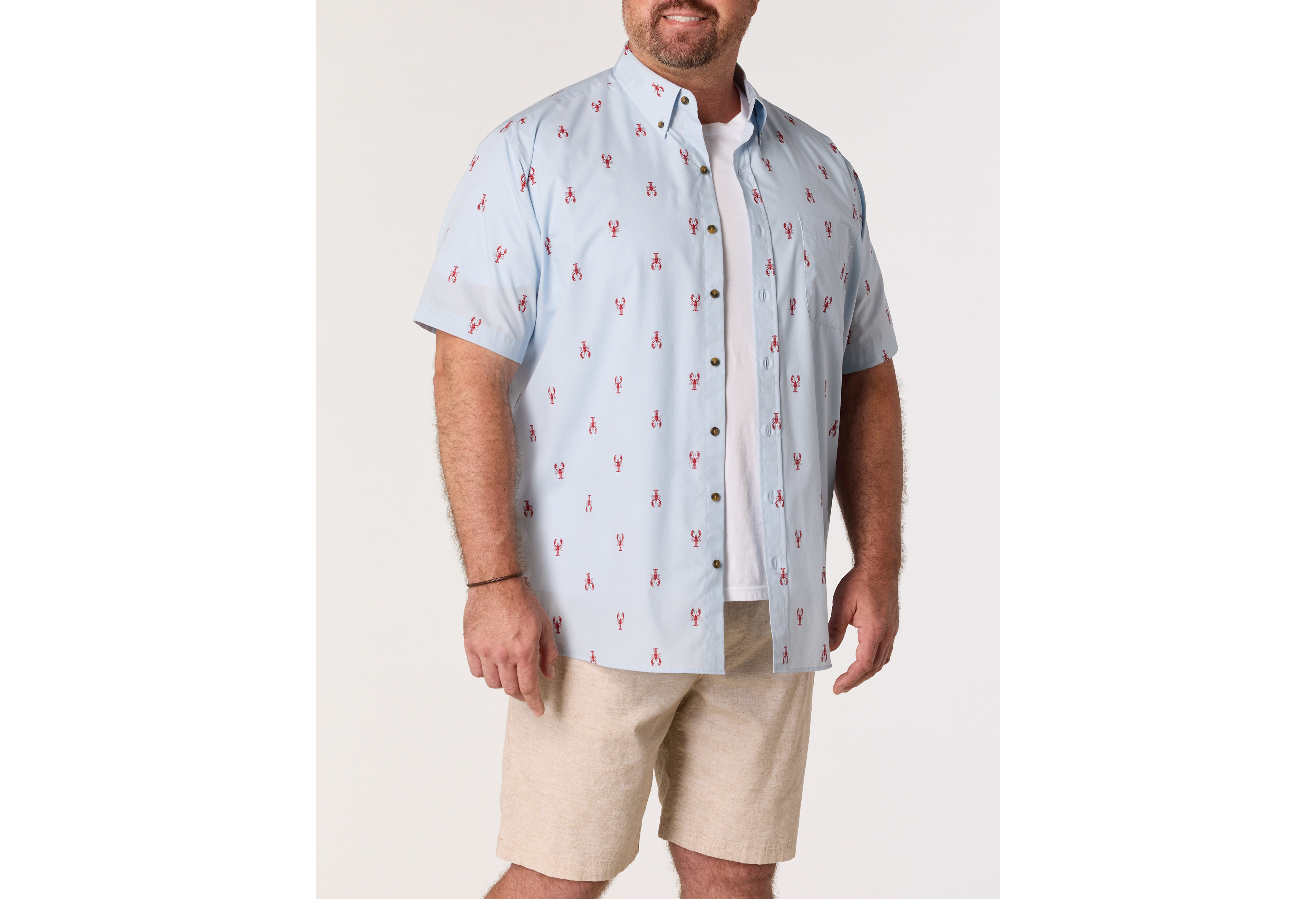 Easy-Care Lobster Print Sport Shirt