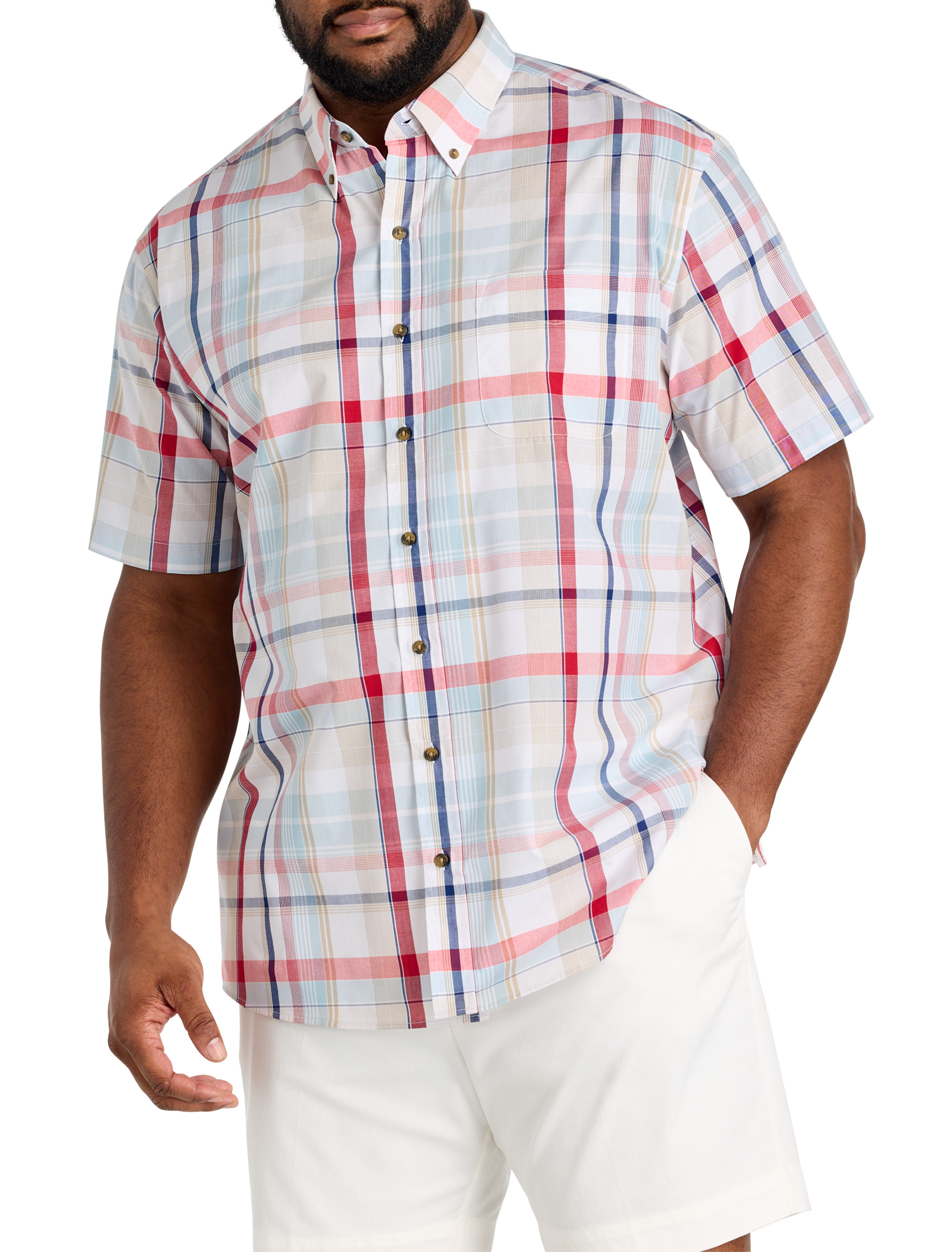Easy-Care Large Plaid Sport Shirt