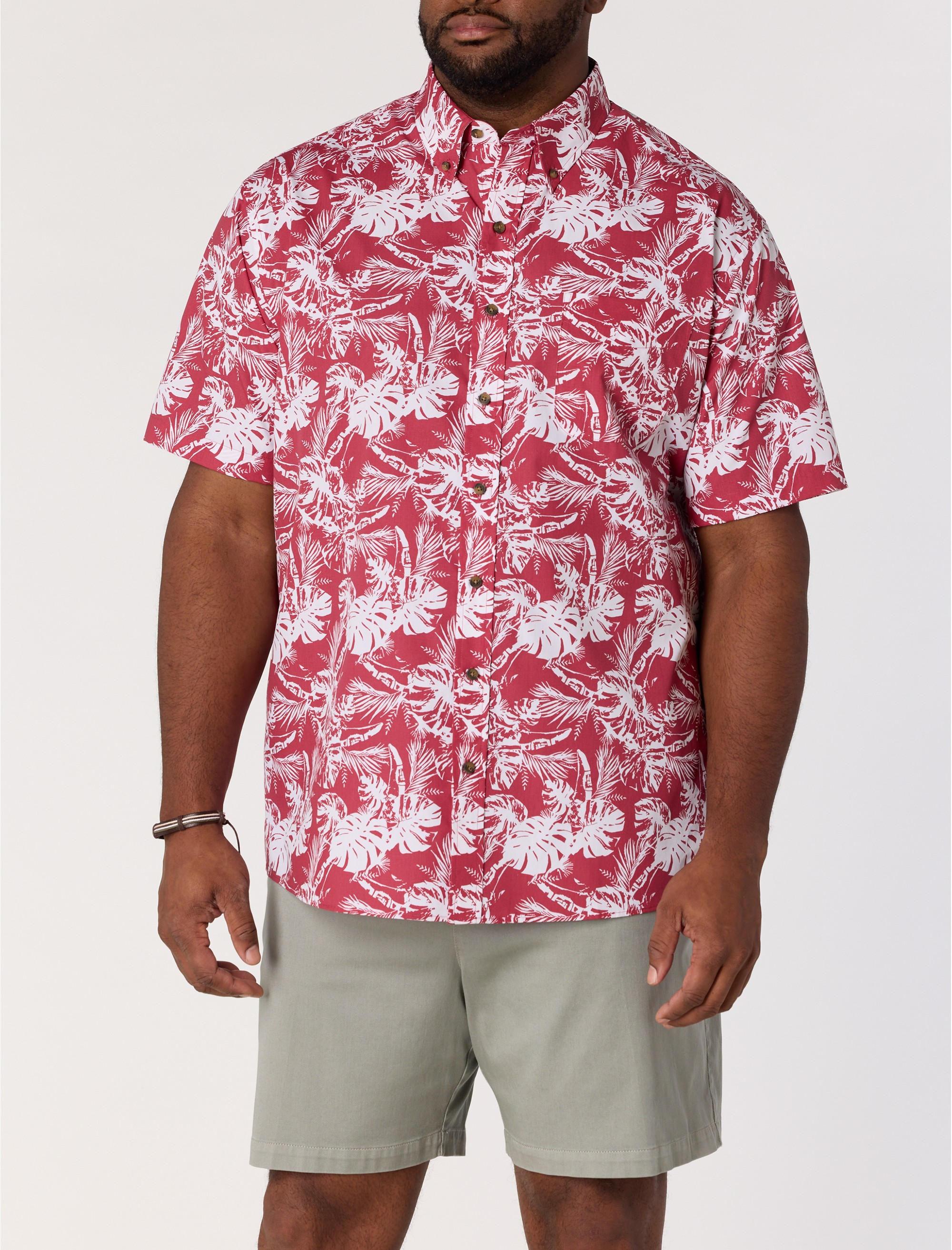 Easy-Care Big Leaf Print Sport Shirt - thumbnail 3