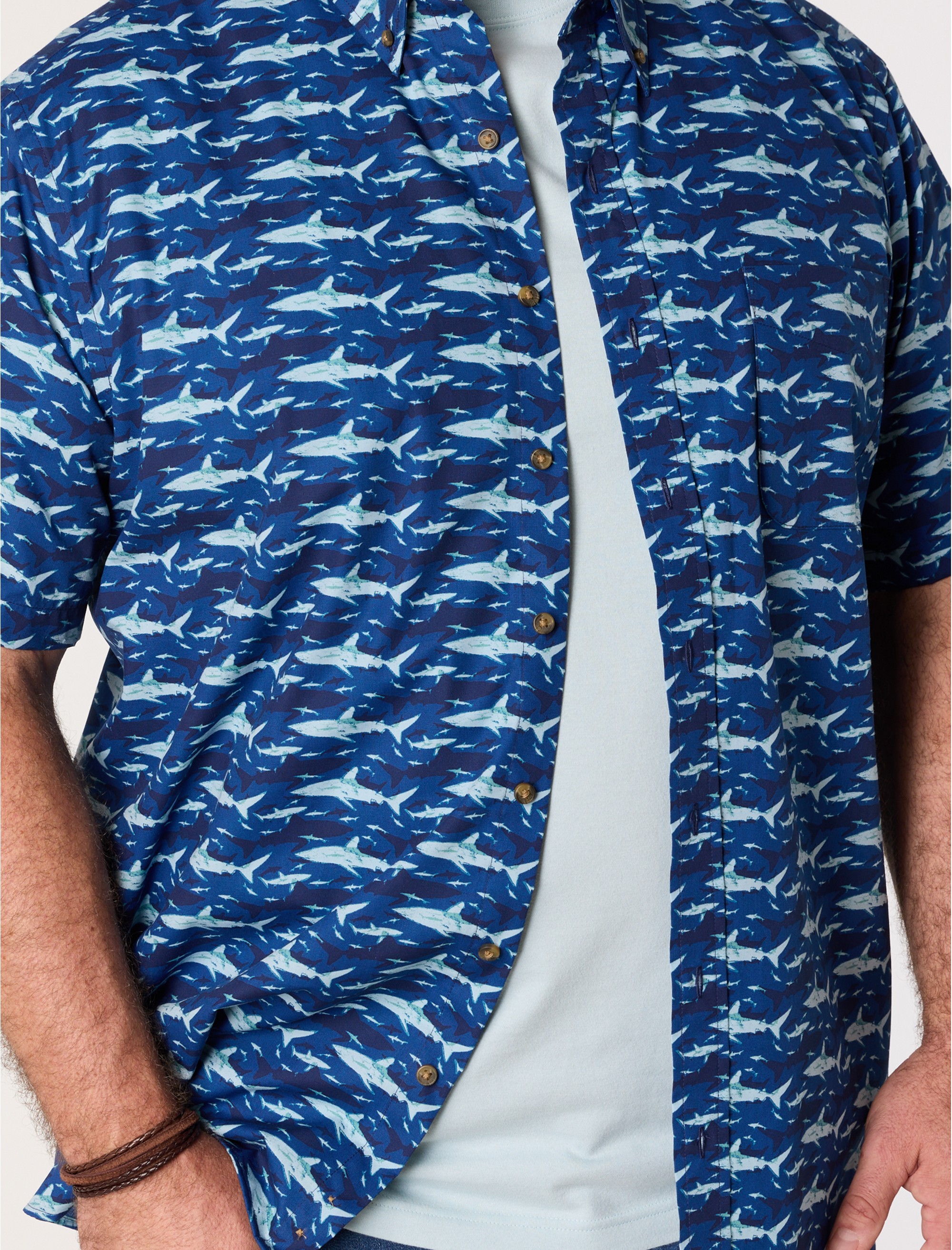 Easy-Care Shark Print Sport Shirt - thumbnail 2