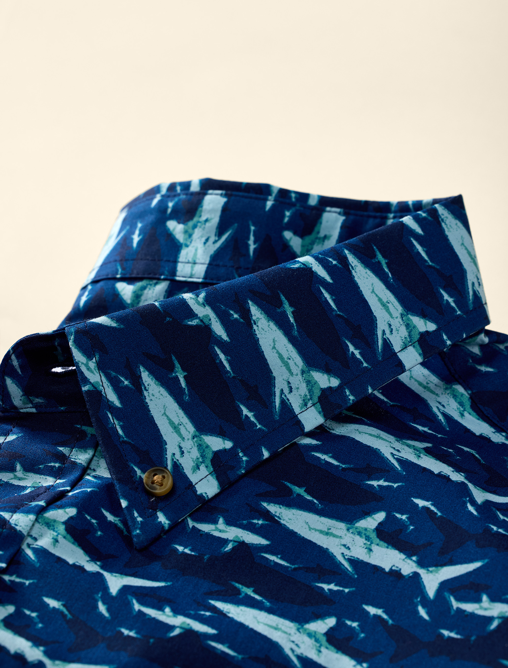 Easy-Care Shark Print Sport Shirt