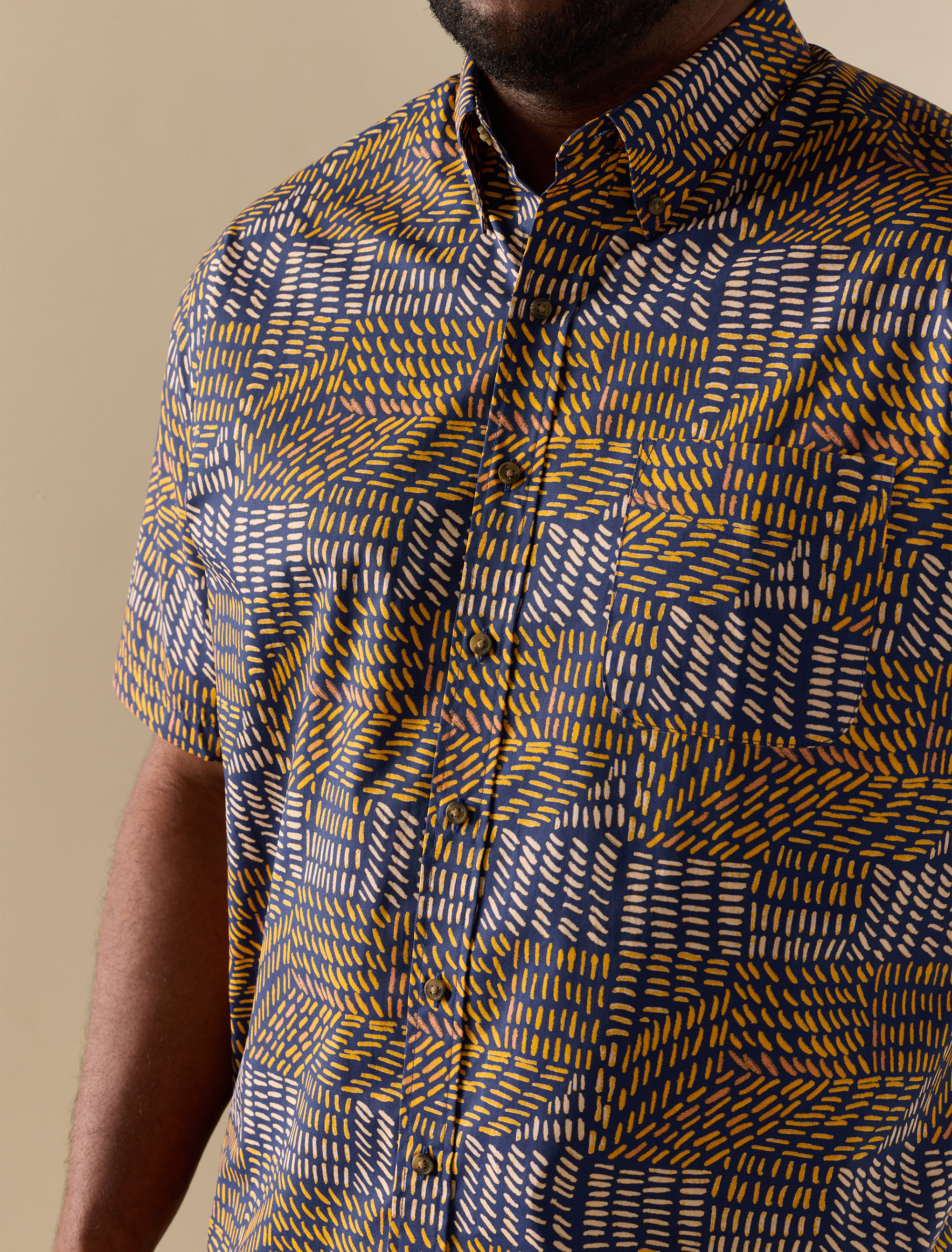 Easy-Care Geometric Print Sport Shirt