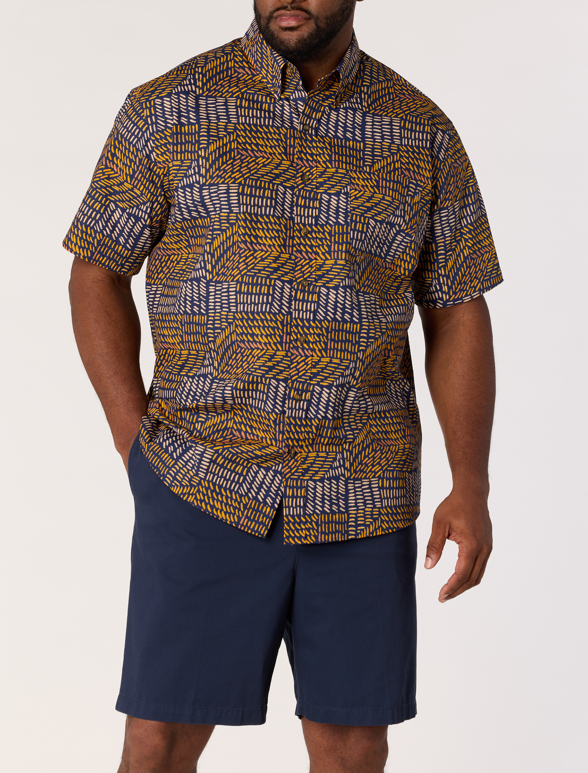 Easy-Care Geometric Print Sport Shirt