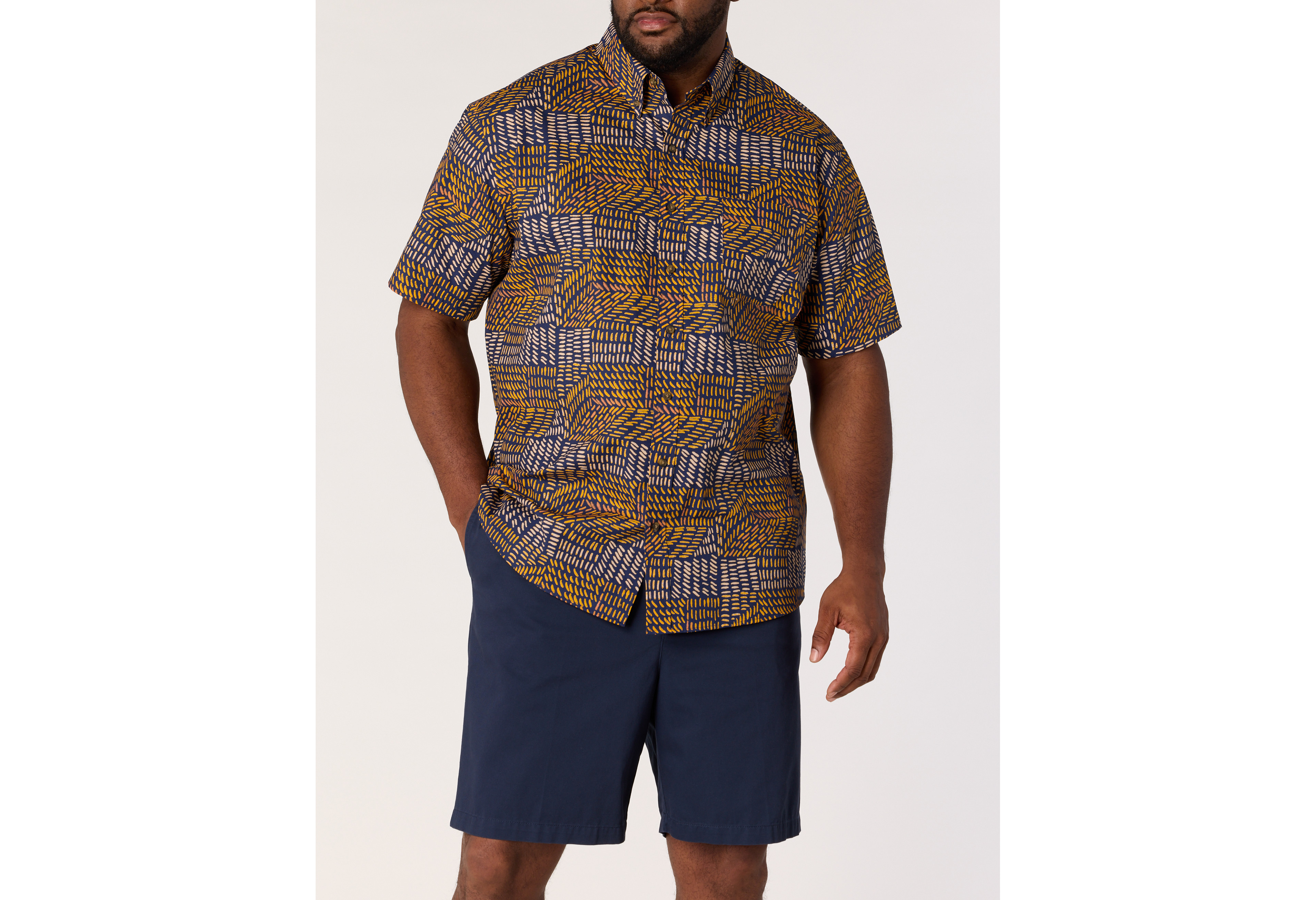 Easy-Care Geometric Print Sport Shirt