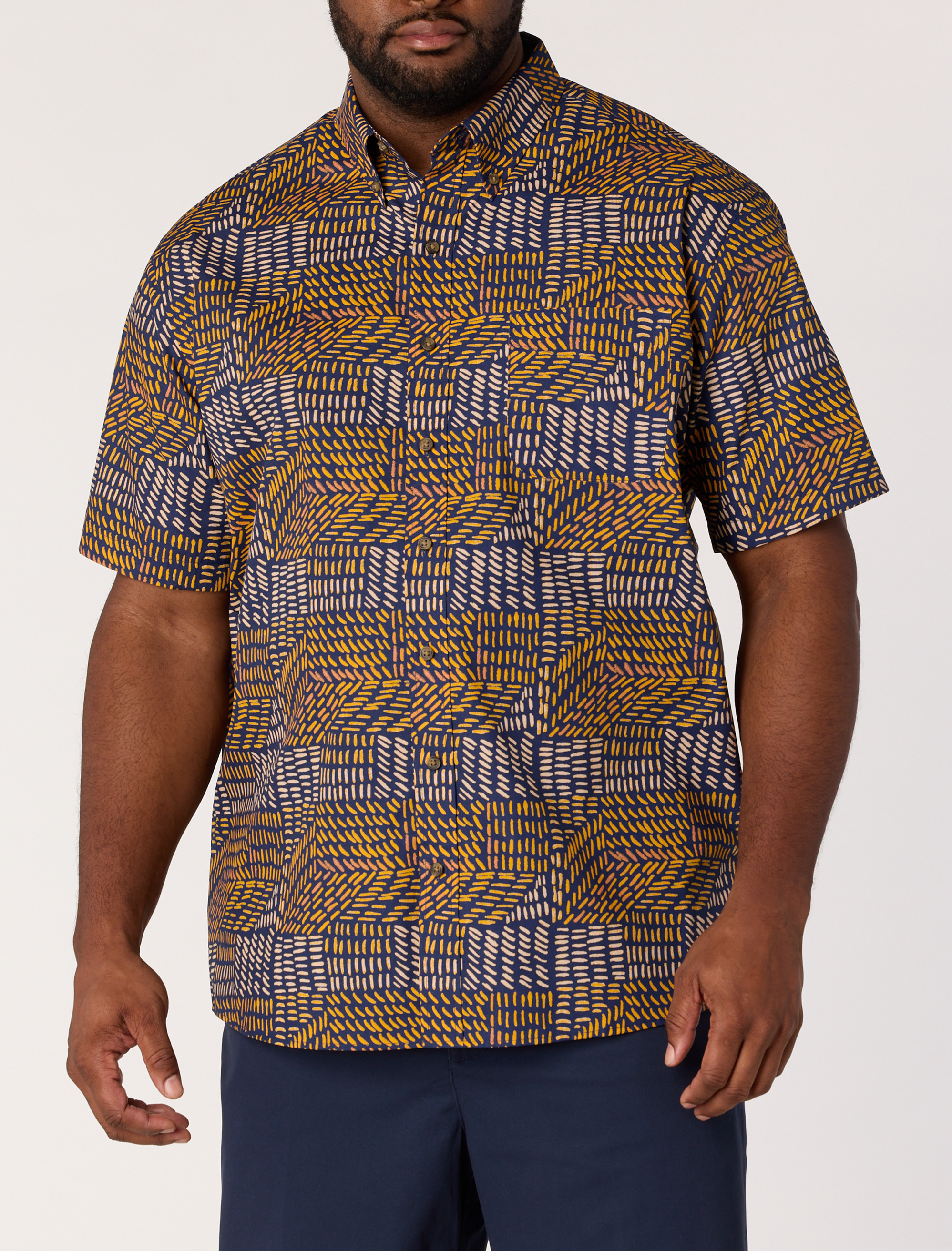 Easy-Care Geometric Print Sport Shirt