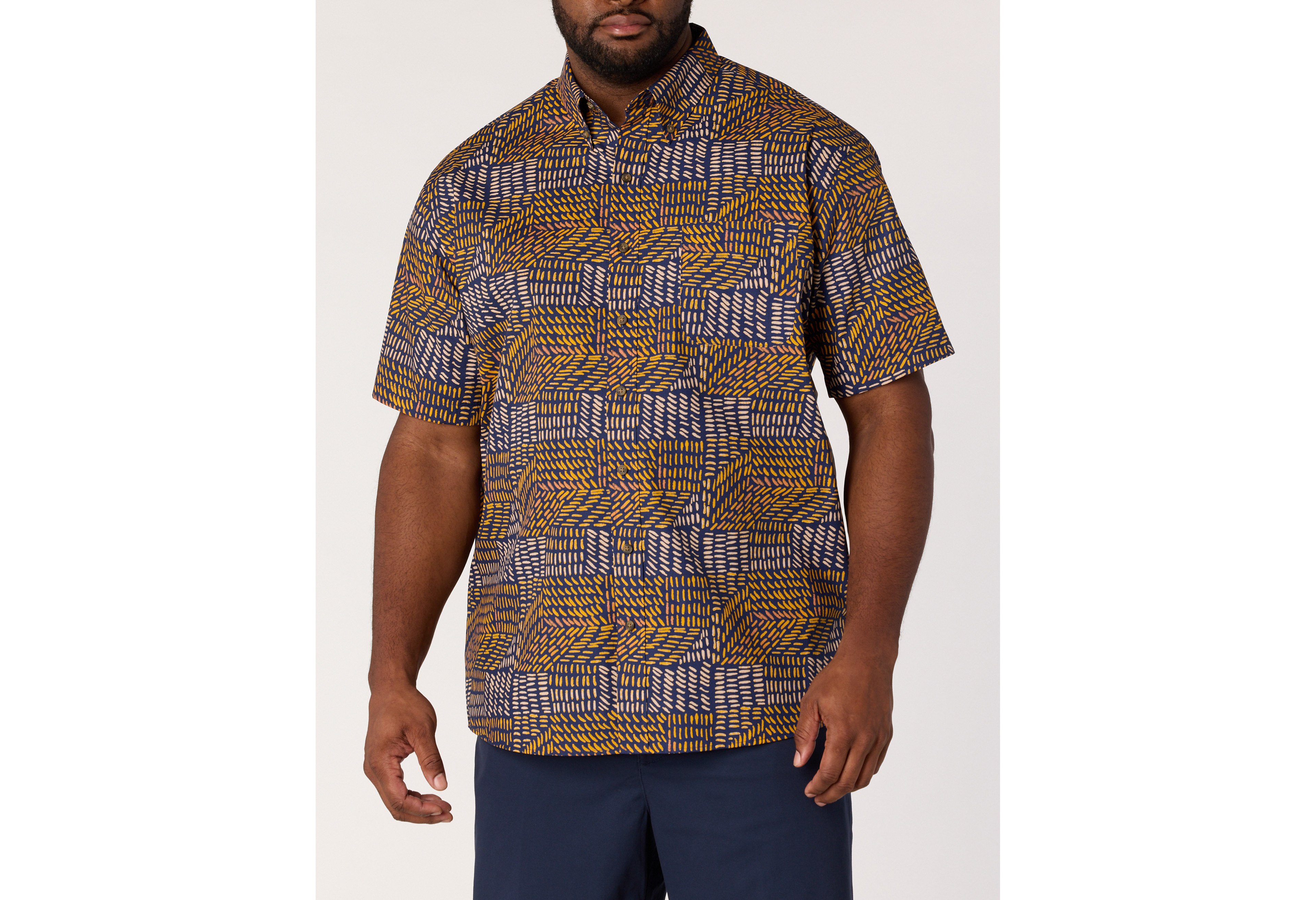 Easy-Care Geometric Print Sport Shirt