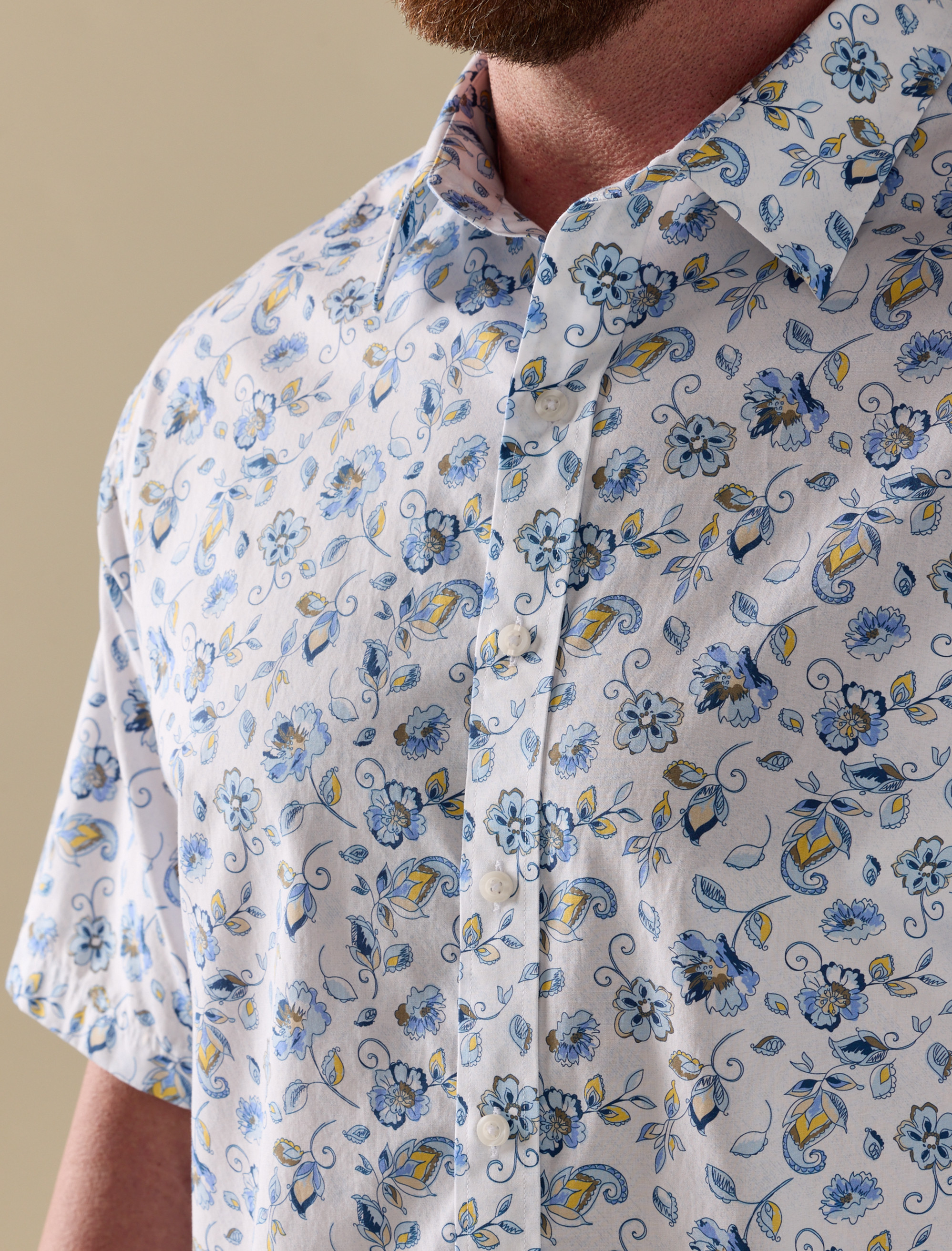 Sketch Leaf Print Sport Shirt