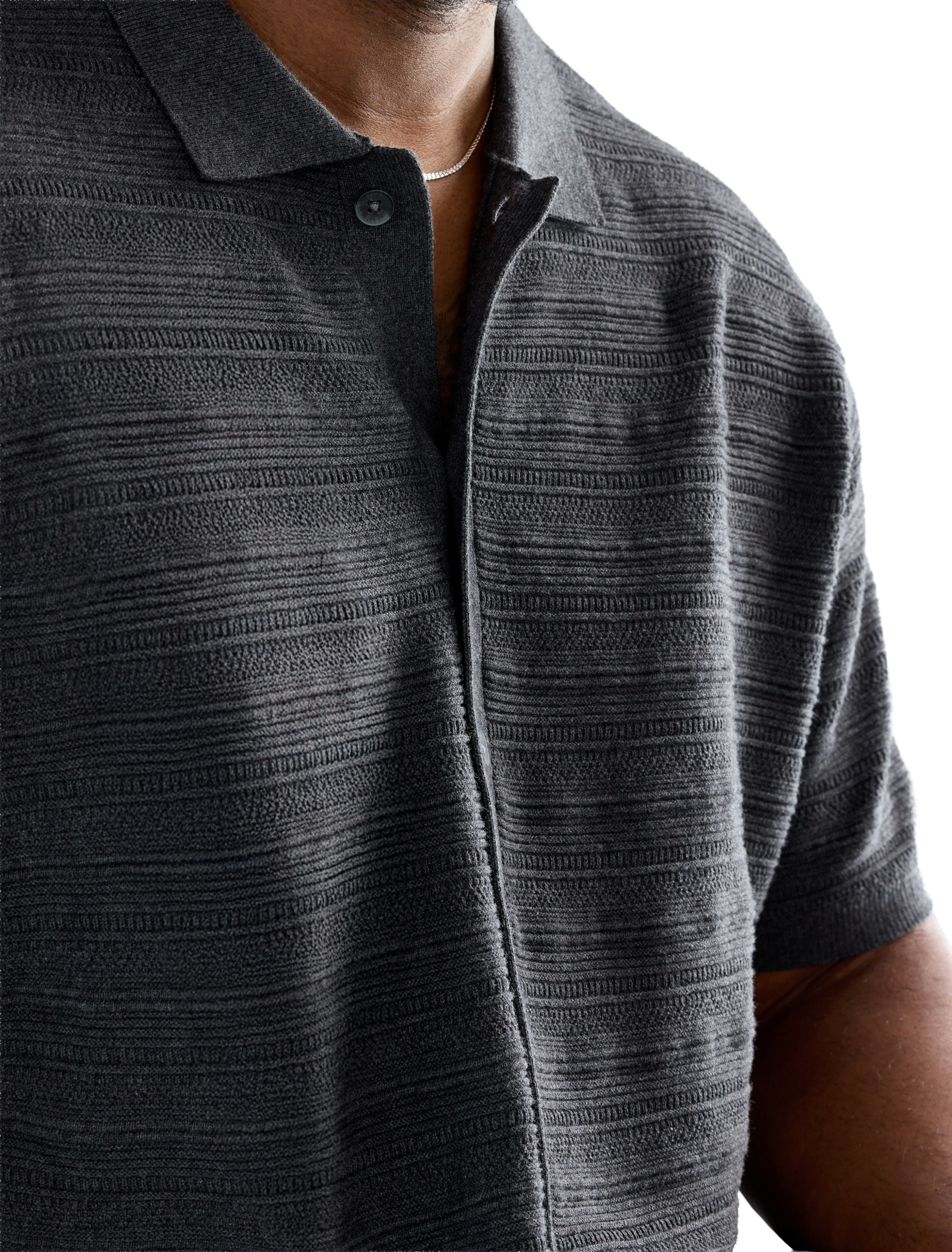 Short-Sleeve Polo Cardigan Sweater