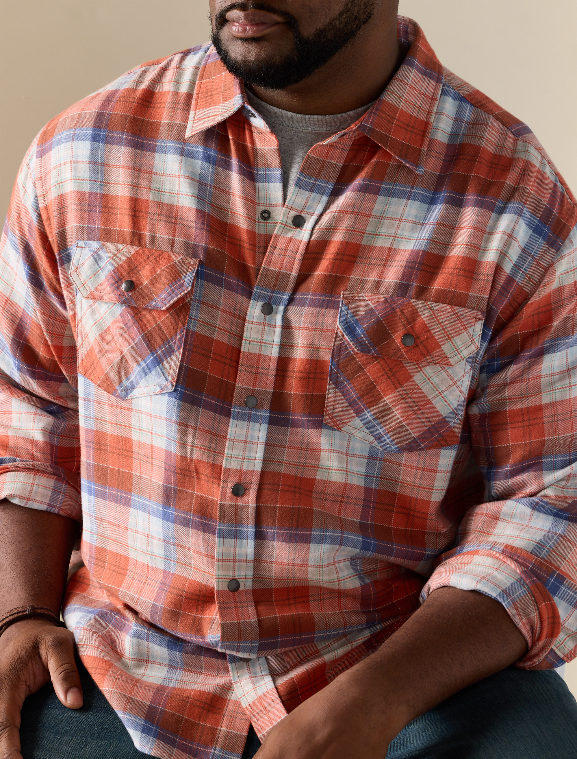 Large Plaid Flannel Sport Shirt