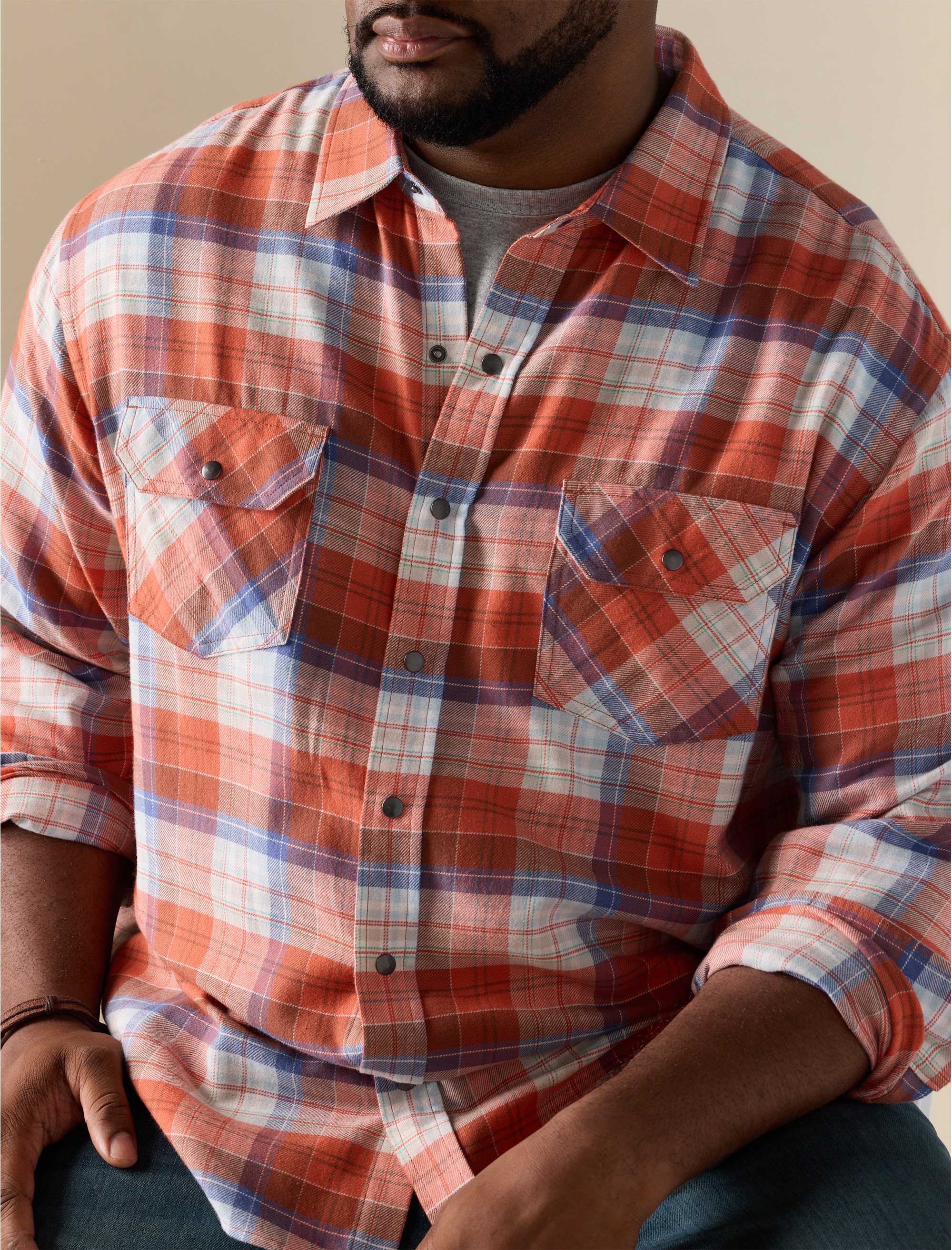 Large Plaid Flannel Sport Shirt - thumbnail 3