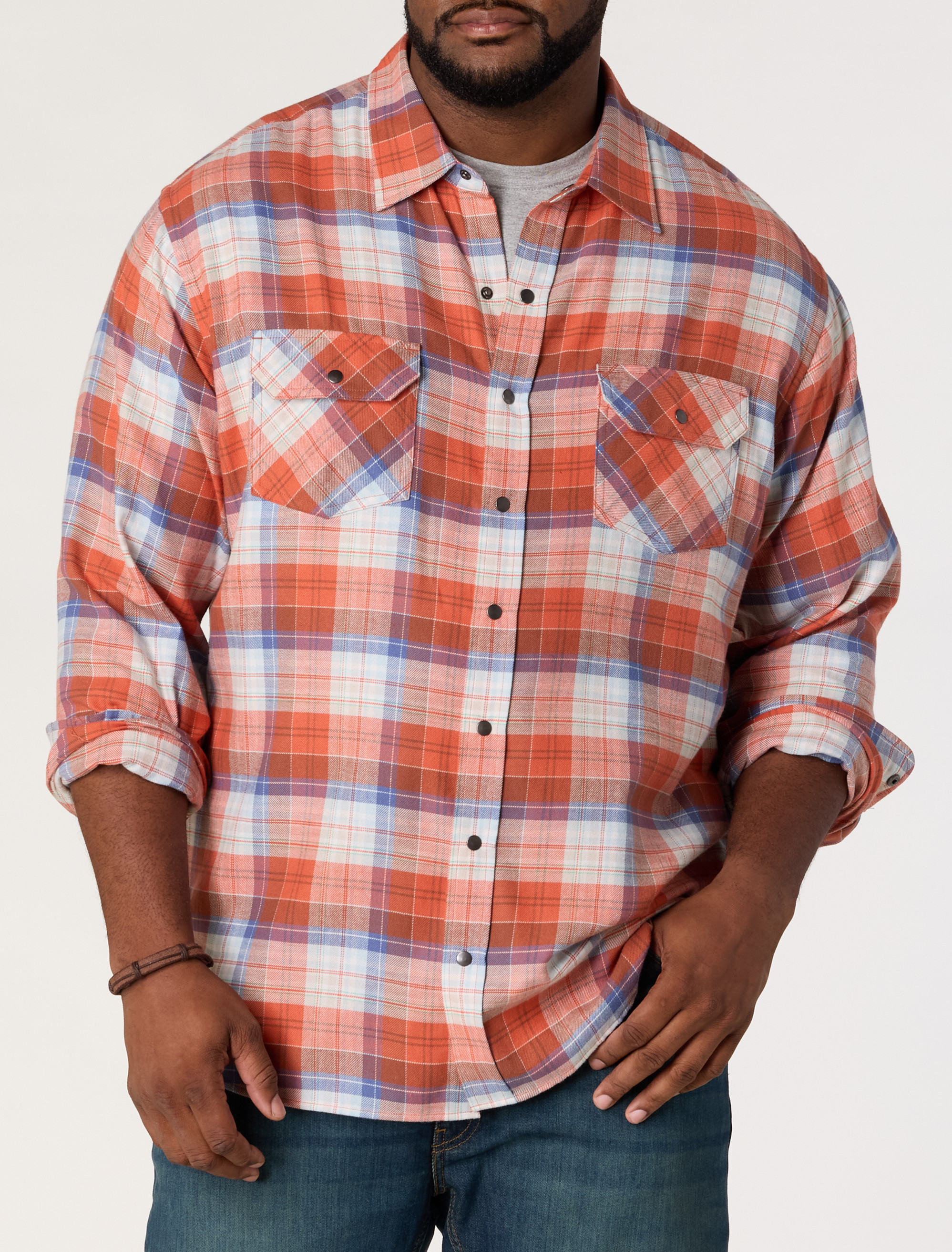 Large Plaid Flannel Sport Shirt