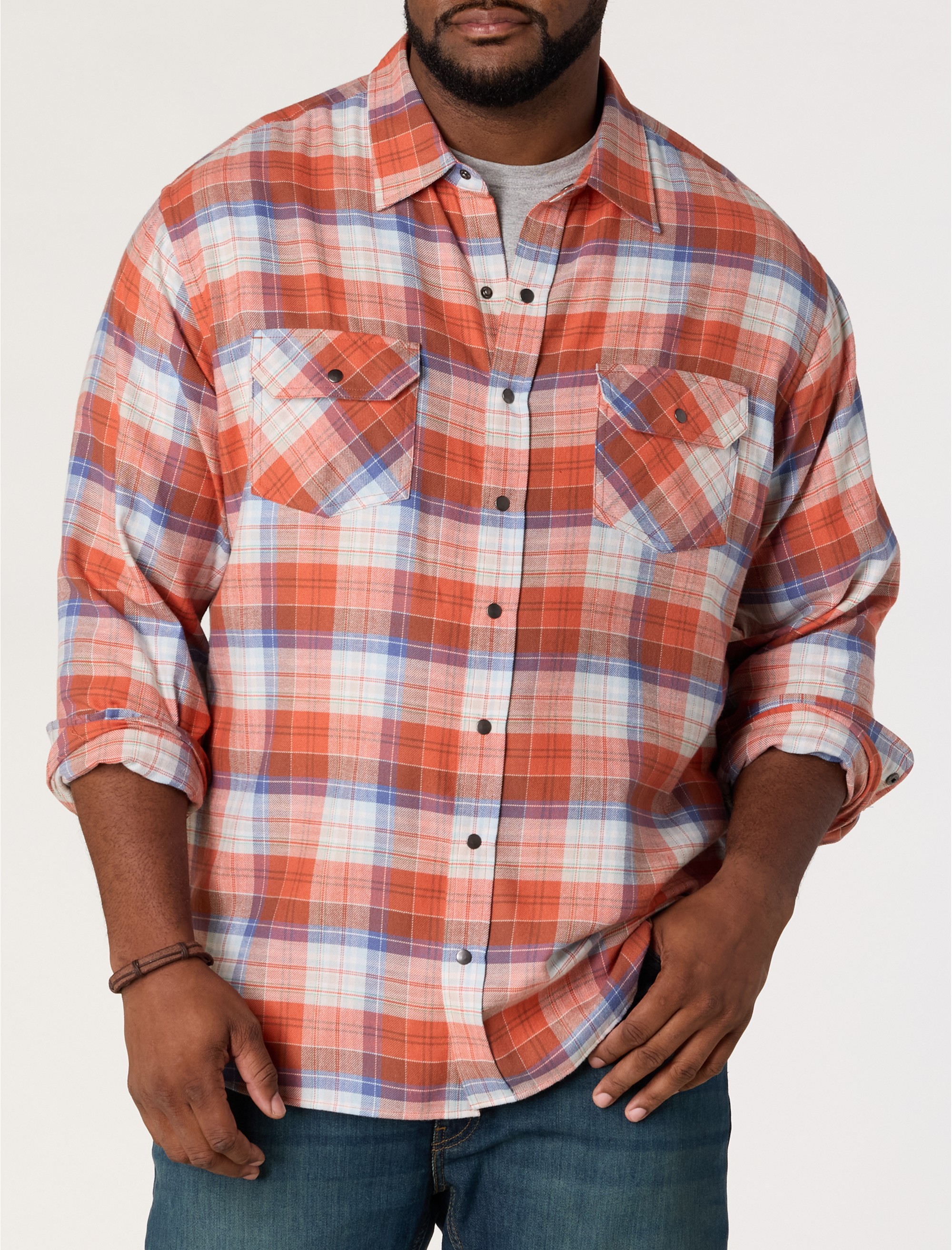 Large Plaid Flannel Sport Shirt