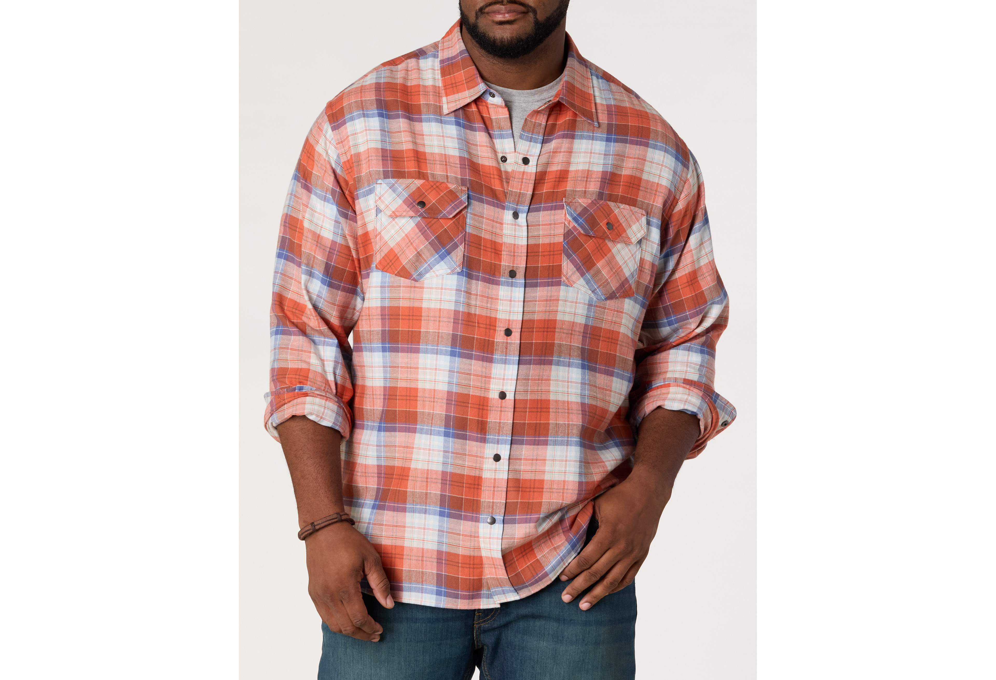 Large Plaid Flannel Sport Shirt