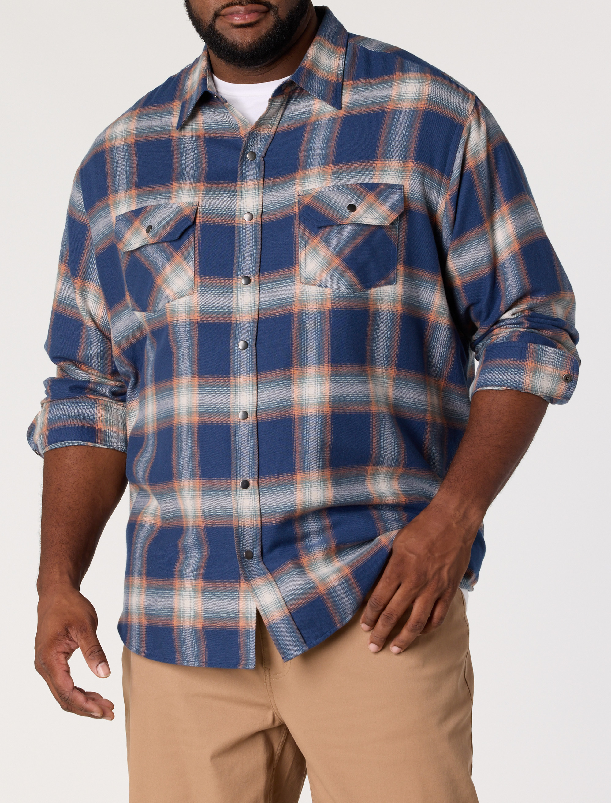 Large Plaid Flannel Sport Shirt